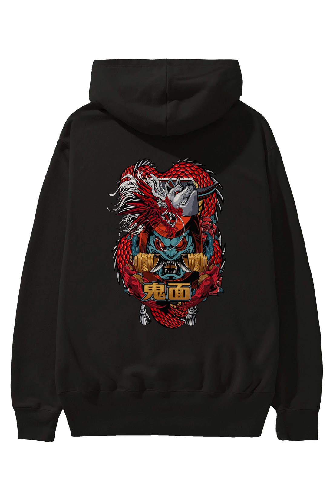 TRIBAL Anime Arka Baskılı Hoodie Oversize Kapüşonlu Sweatshirt Erkek Kadın Unisex