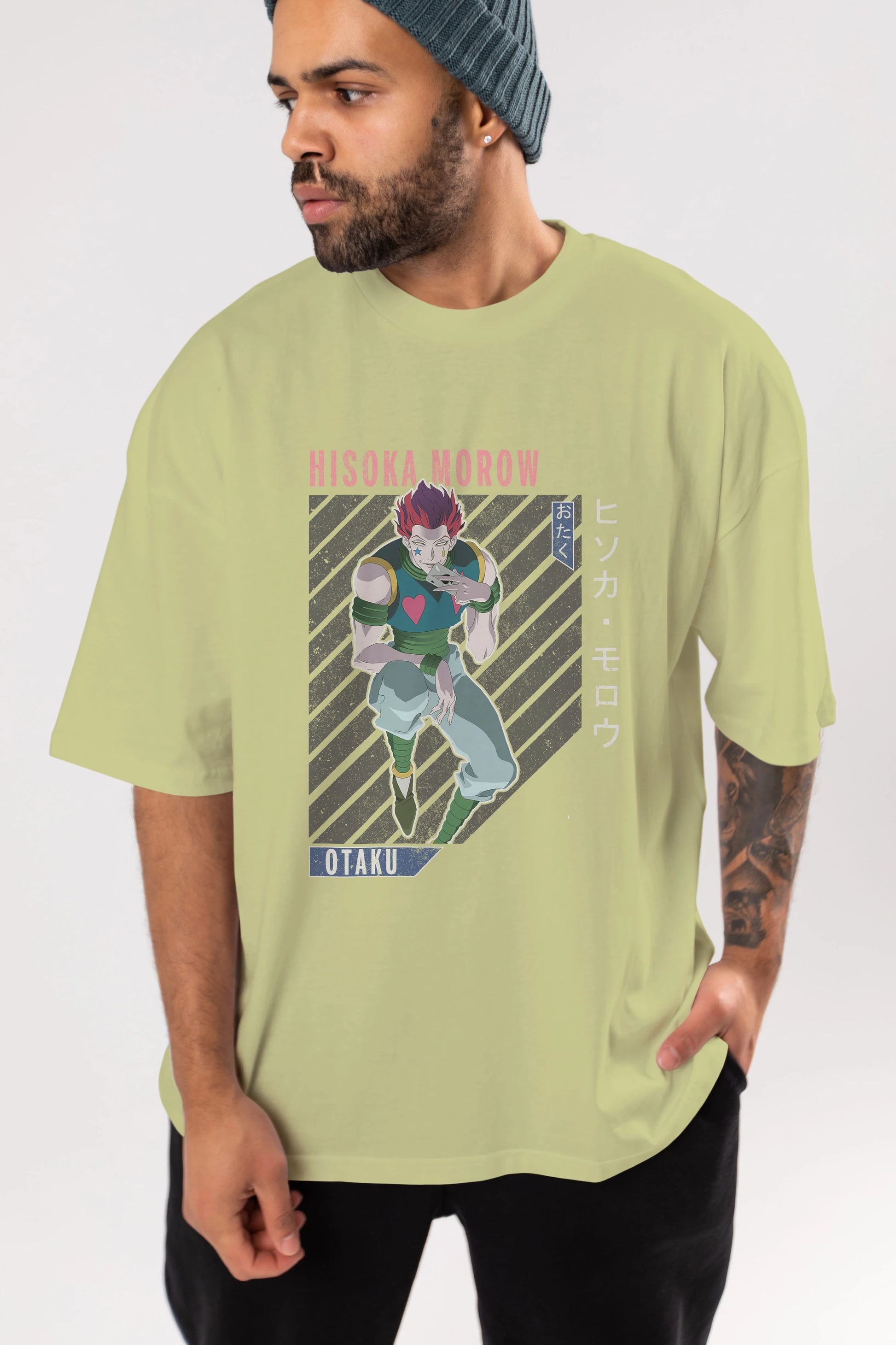 Hisoka Morow 2 2 Anime Ön Baskılı Oversize t-shirt %100 pamuk Erkek Kadın Unisex