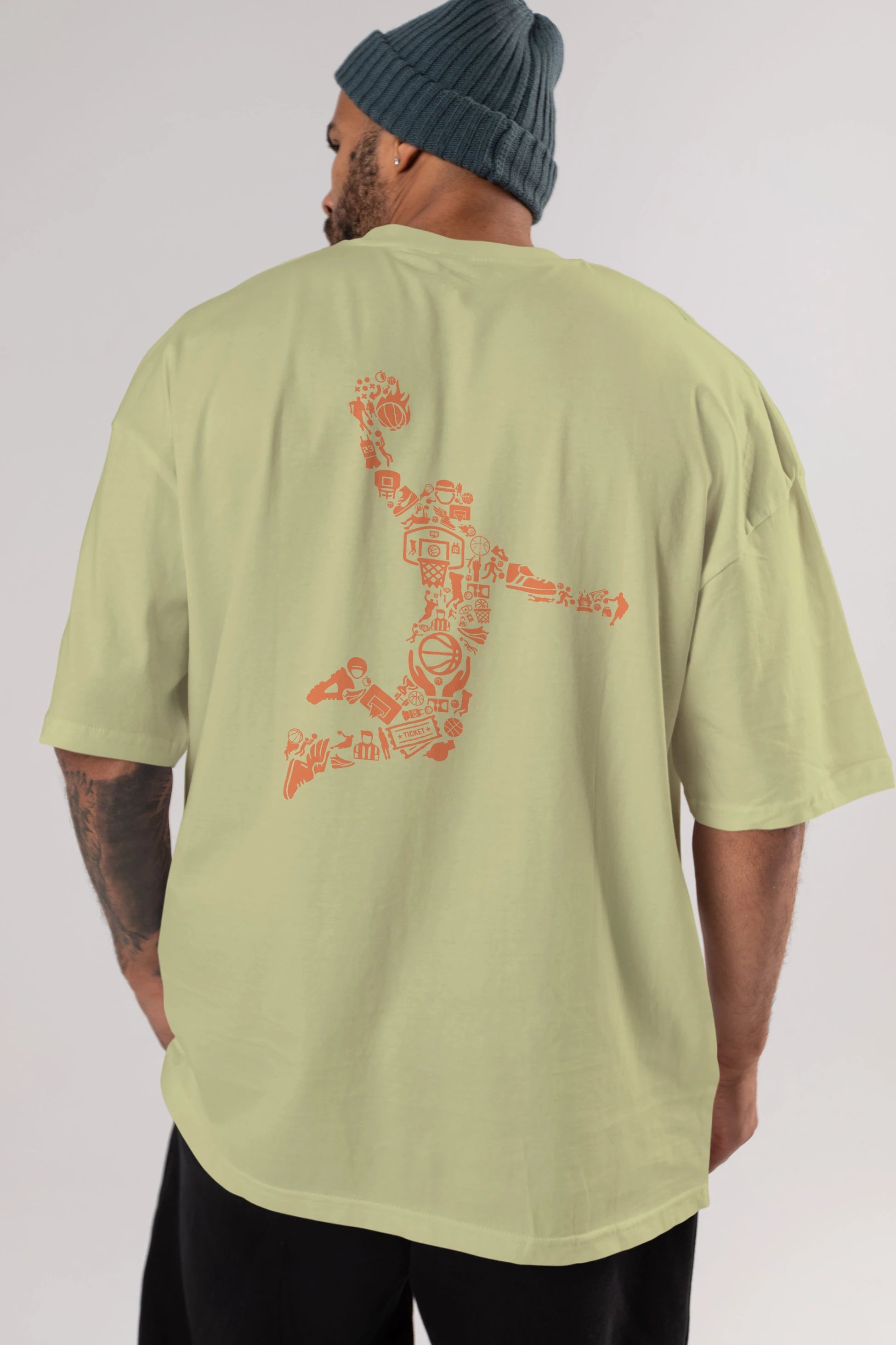 Basketball Player Arka Baskılı Oversize t-shirt %100 pamuk Erkek Kadın Unisex