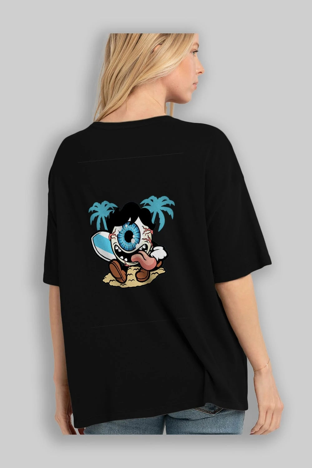 Eye Ball Surfer Arka Baskılı Oversize t-shirt Erkek Kadın Unisex %100 Pamuk tişort