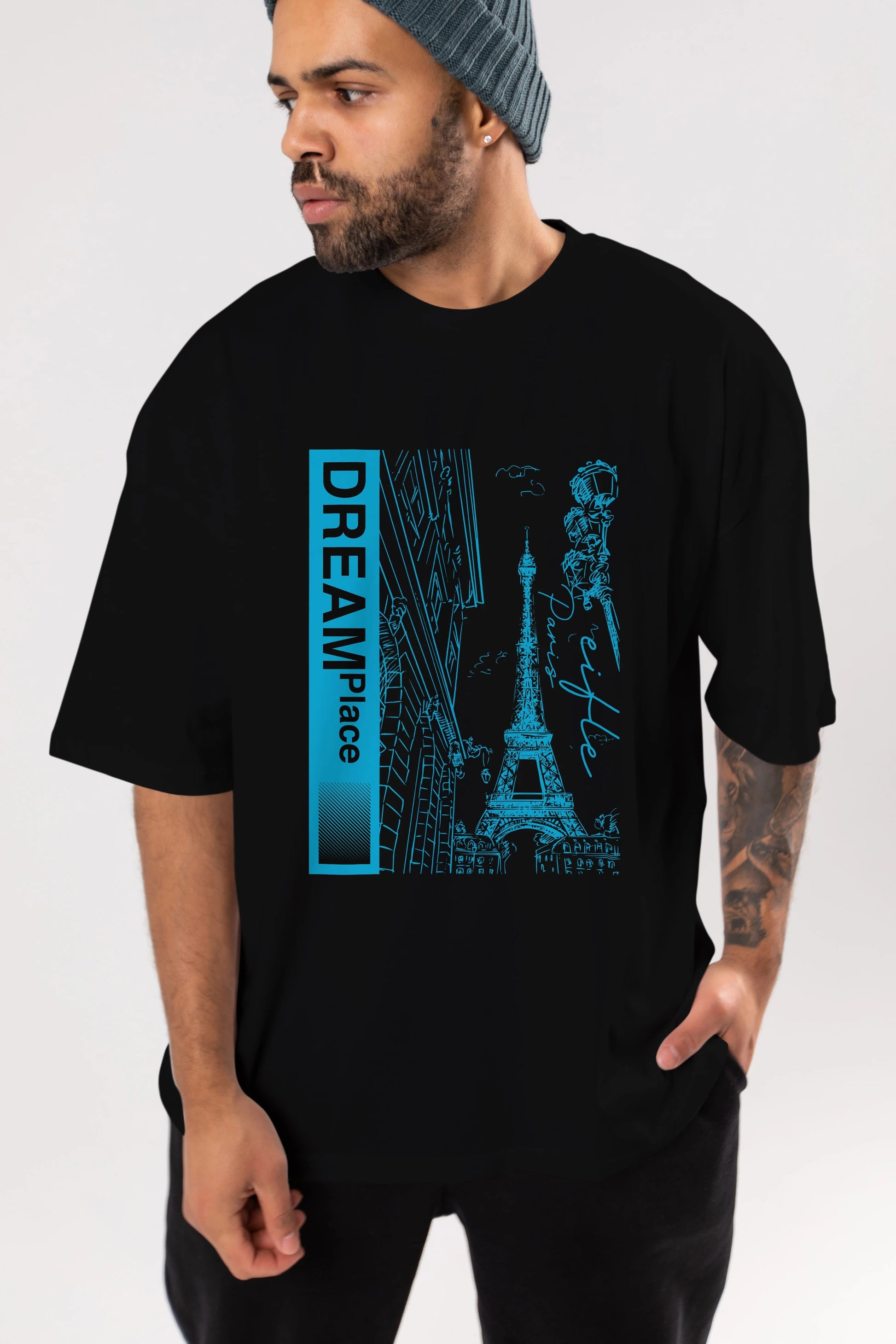Dream Place Ön Baskılı Oversize t-shirt Erkek Kadın Unisex