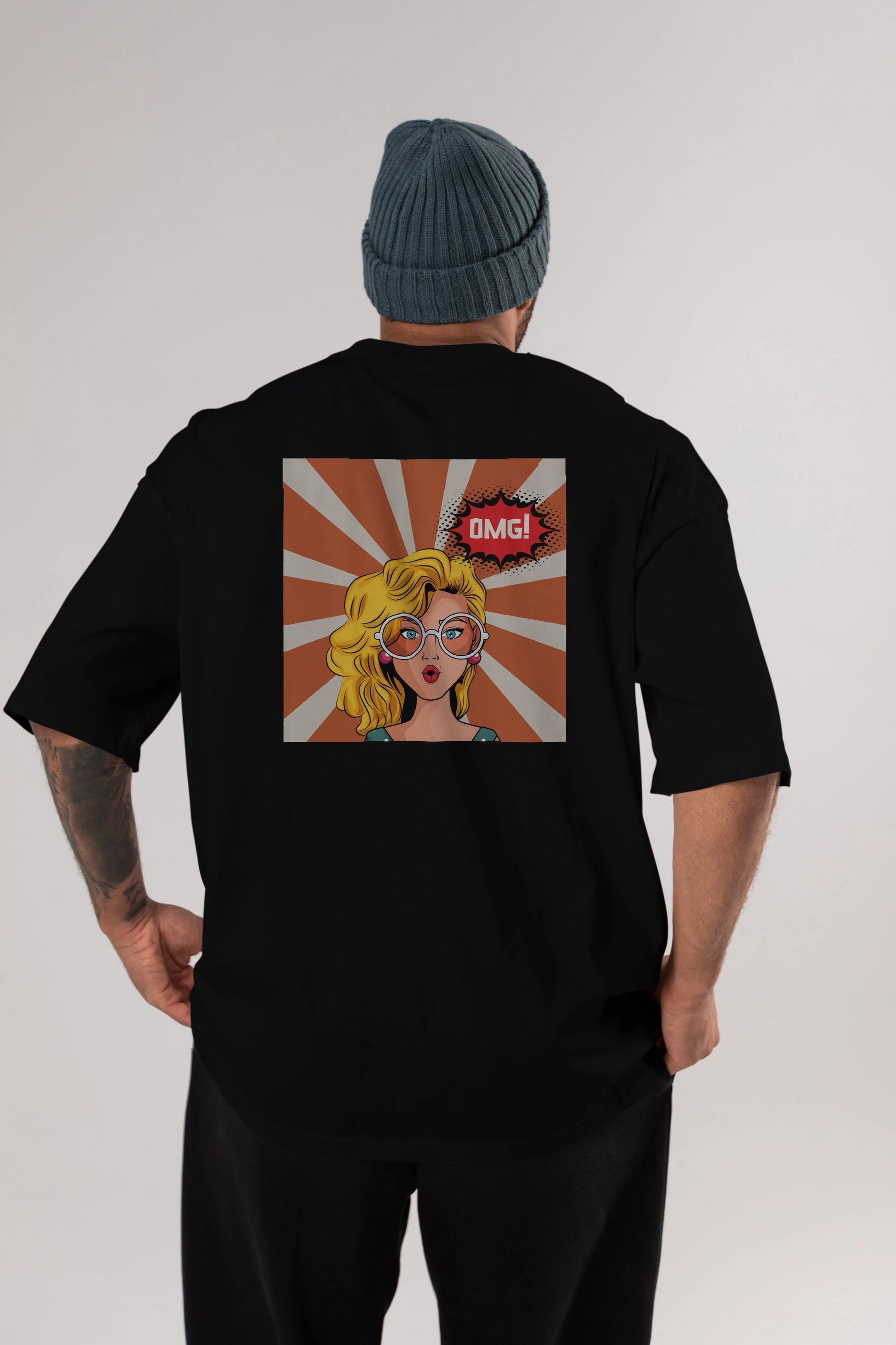 OMG Yazılı Retro Arka Baskılı Oversize t-shirt Erkek Kadın Unisex