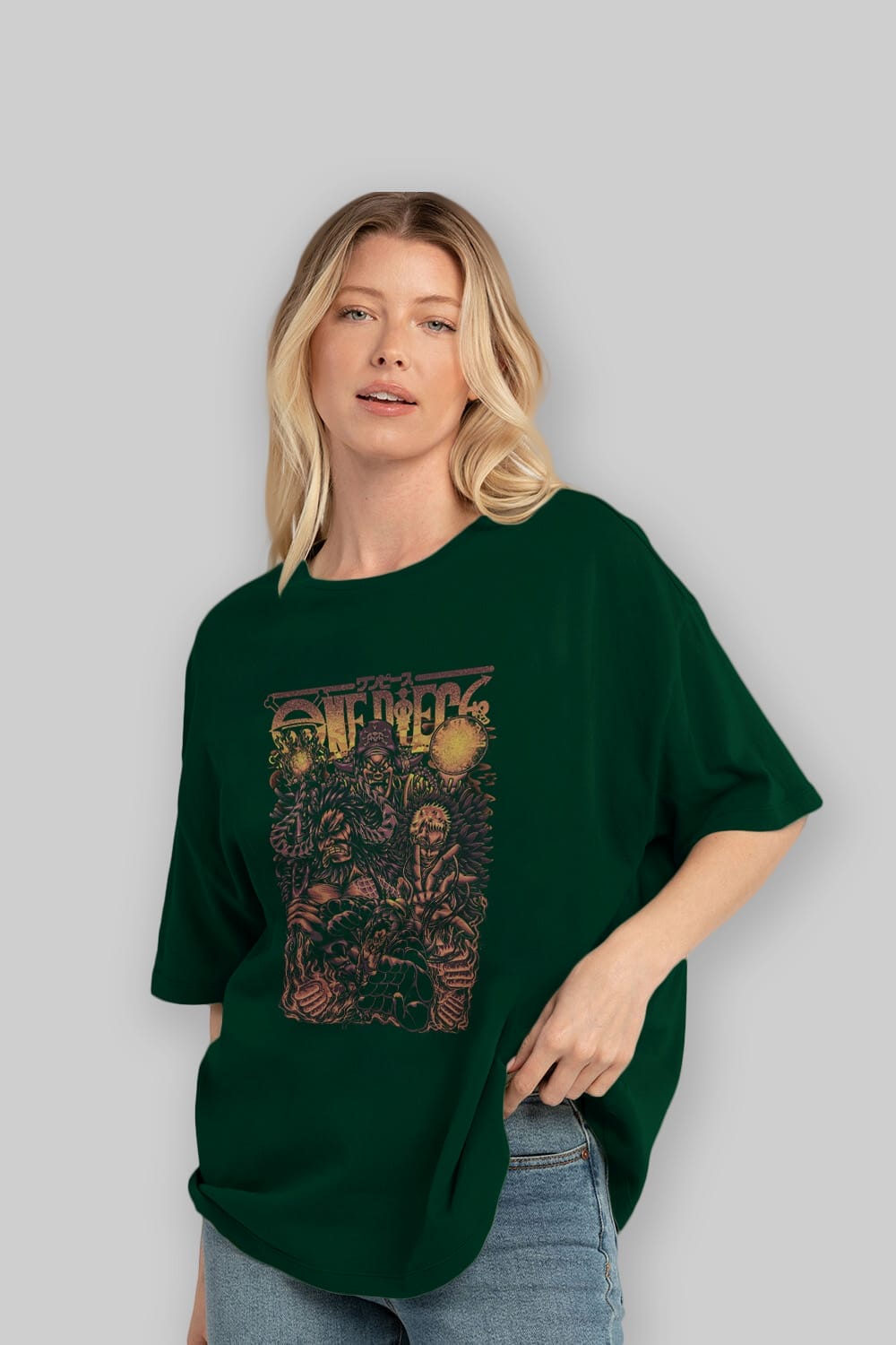 ONE PIECE Anime Ön Baskılı Oversize t-shirt %100 pamuk Erkek Kadın Unisex