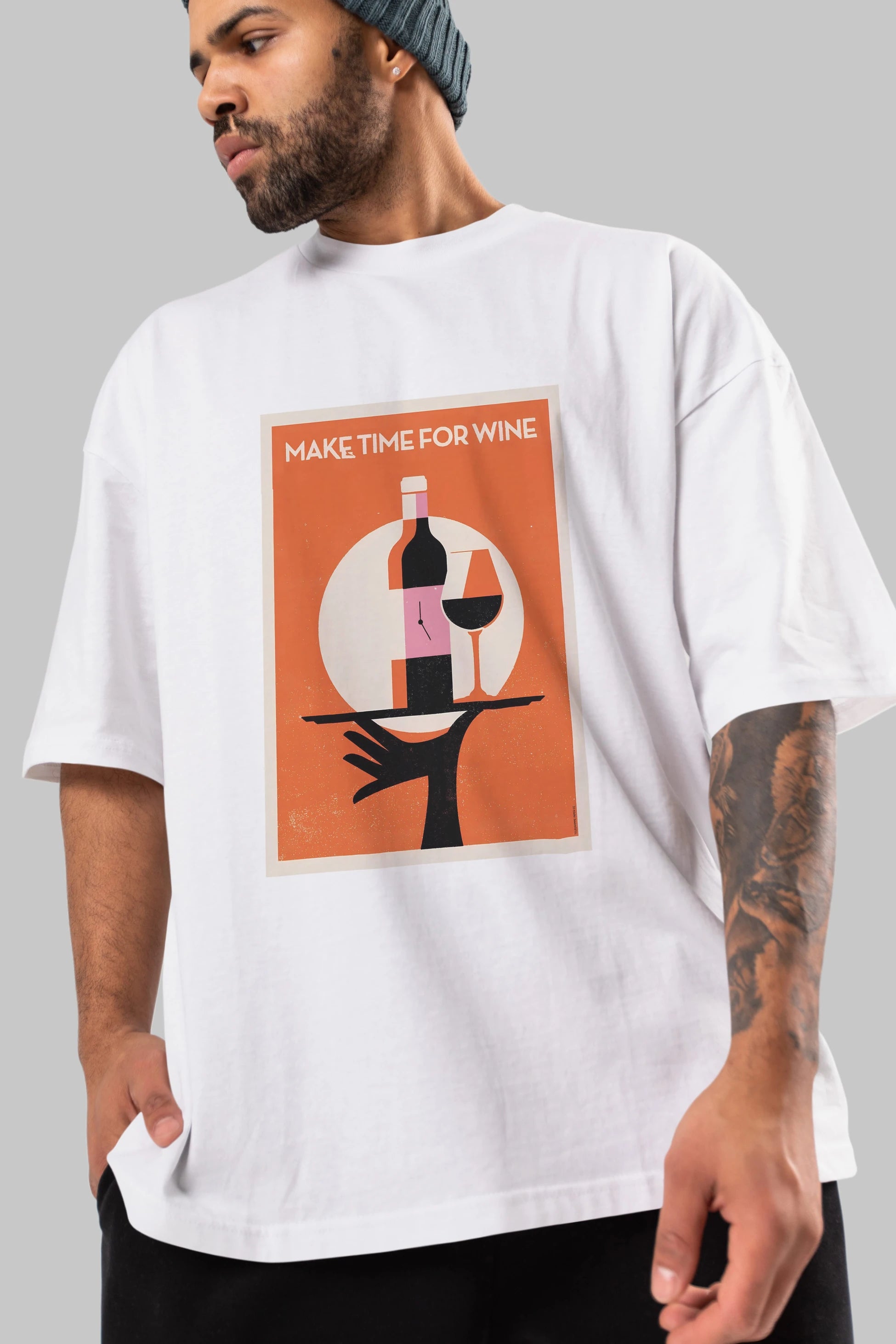 Make Time For Wine Ön Baskılı Oversize t-shirt Erkek Kadın Unisex %100 Pamuk Bisiklet Yaka tişort