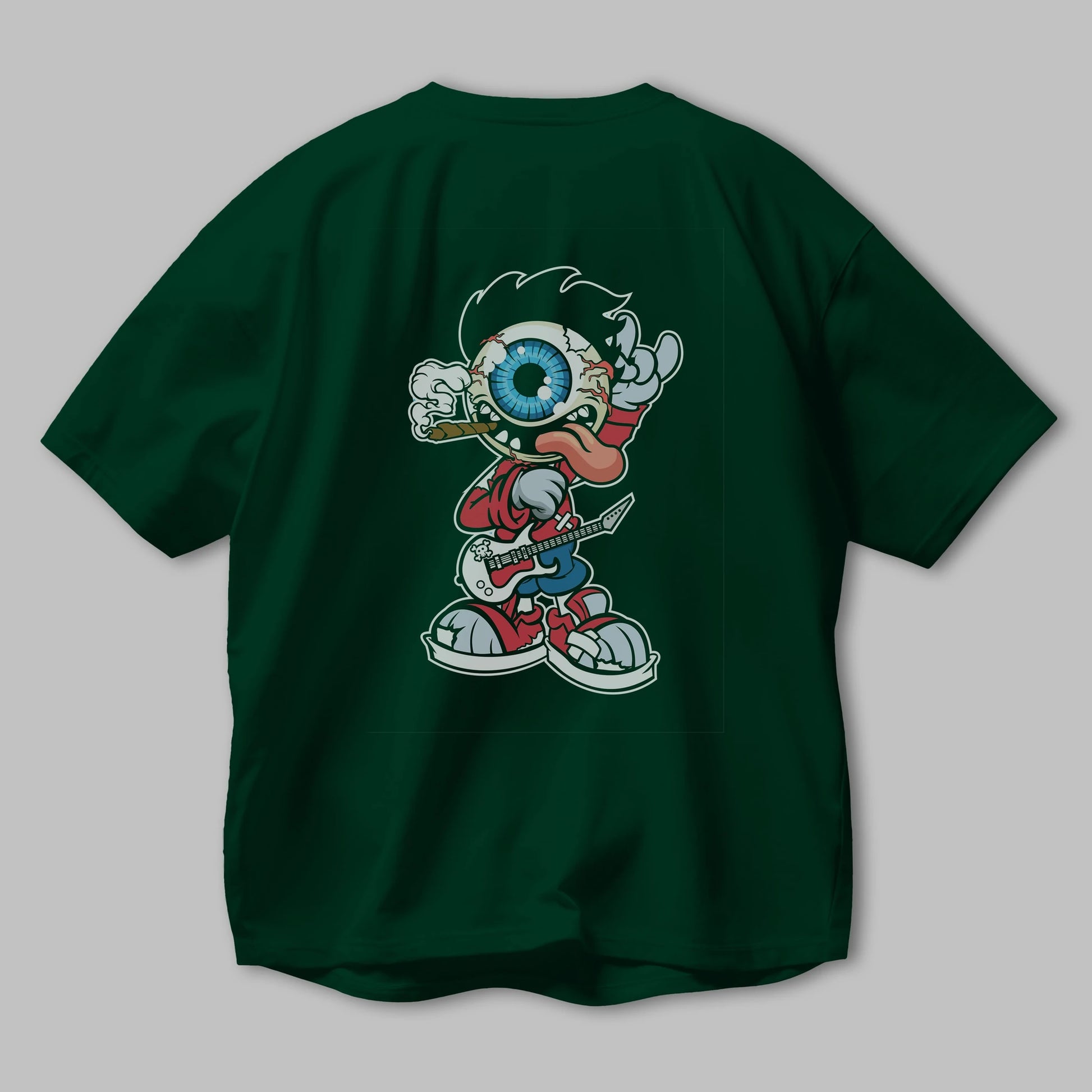 Eyeball Rockstar Arka Baskılı Oversize t-shirt Erkek Kadın Unisex %100 Pamuk tişort