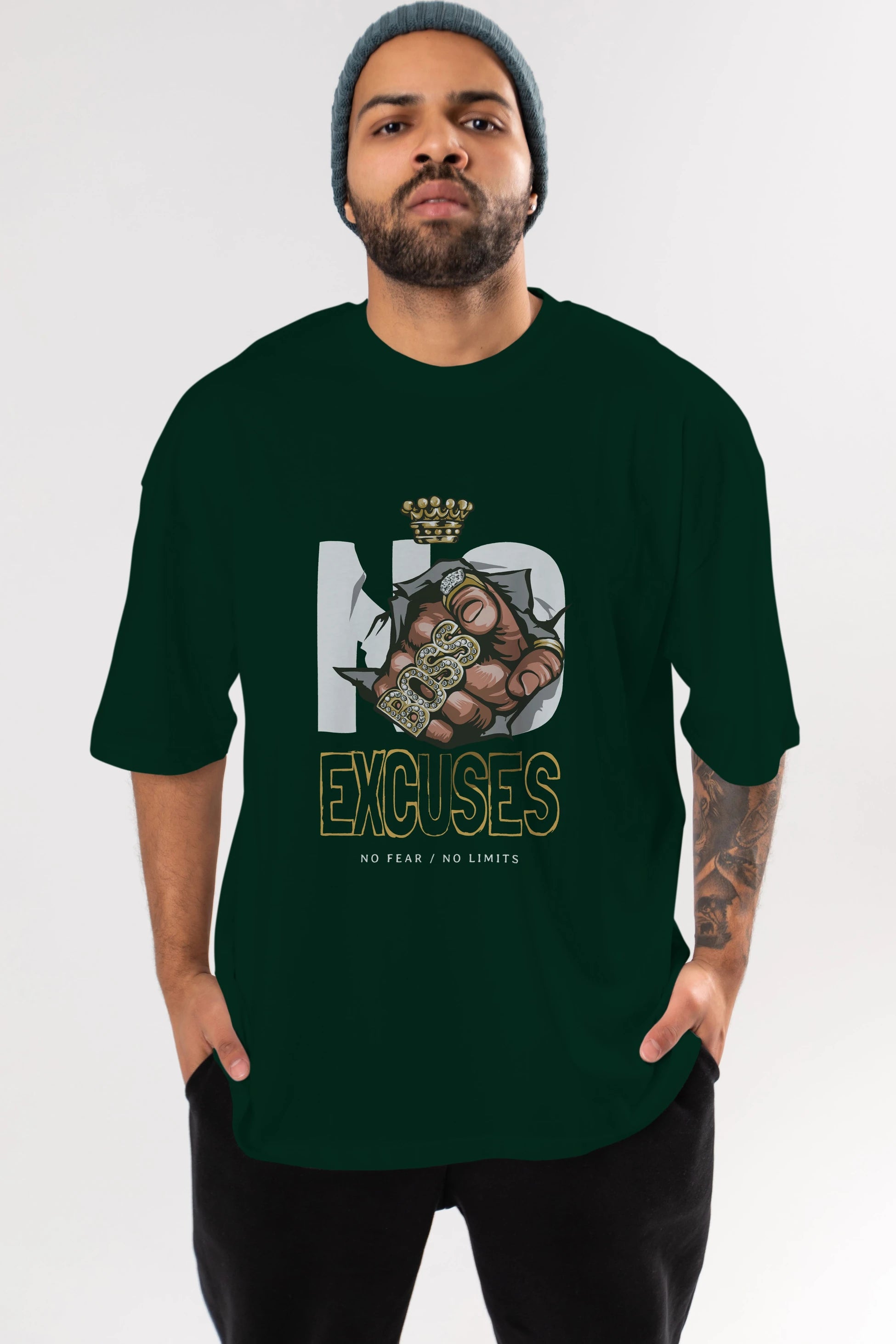 No Excuses Ön Baskılı Oversize t-shirt Erkek Kadın Unisex