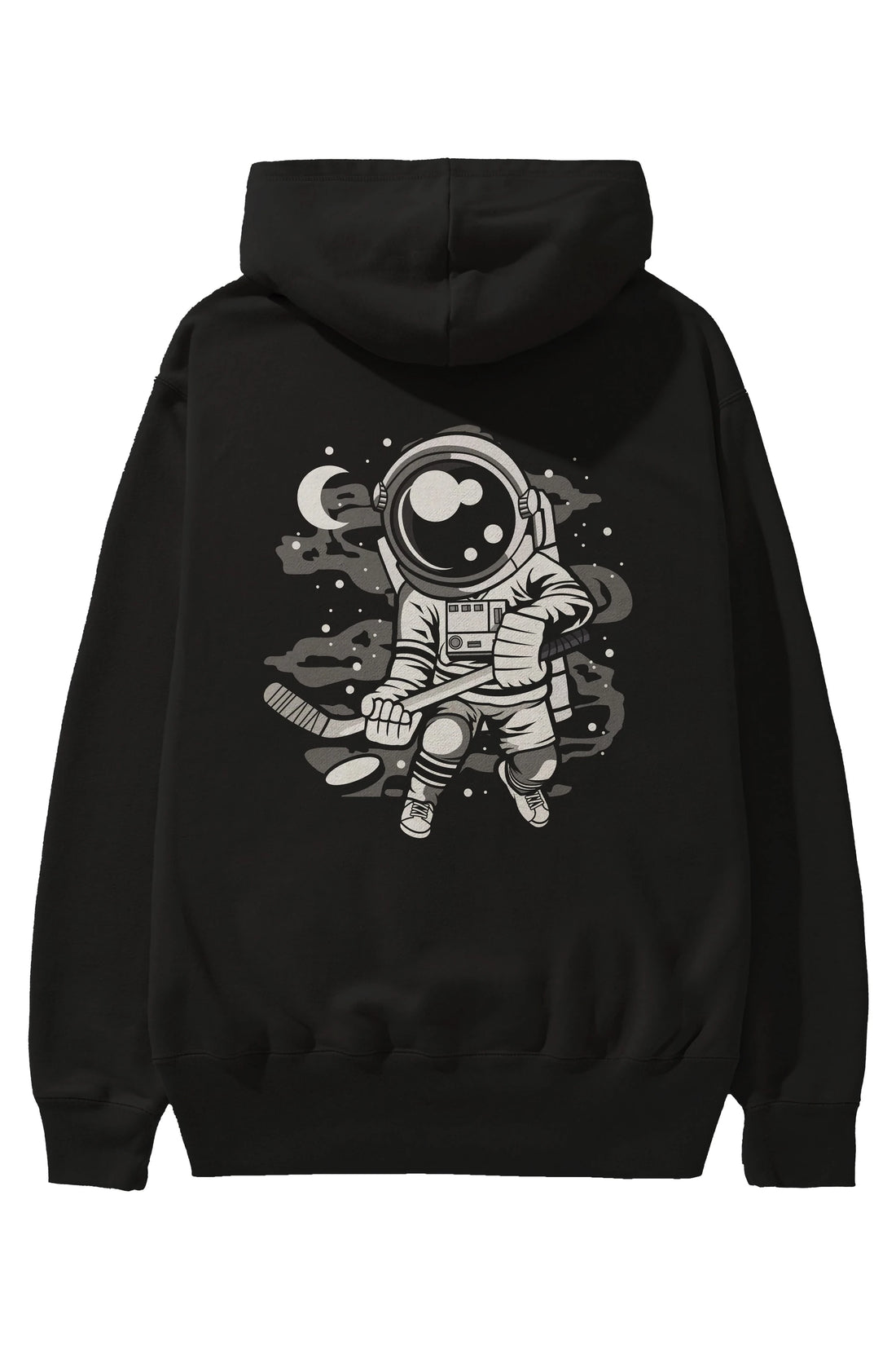 Hockey Player Astronaut Arka Baskılı Hoodie Oversize Kapüşonlu Sweatshirt Erkek Kadın Unisex