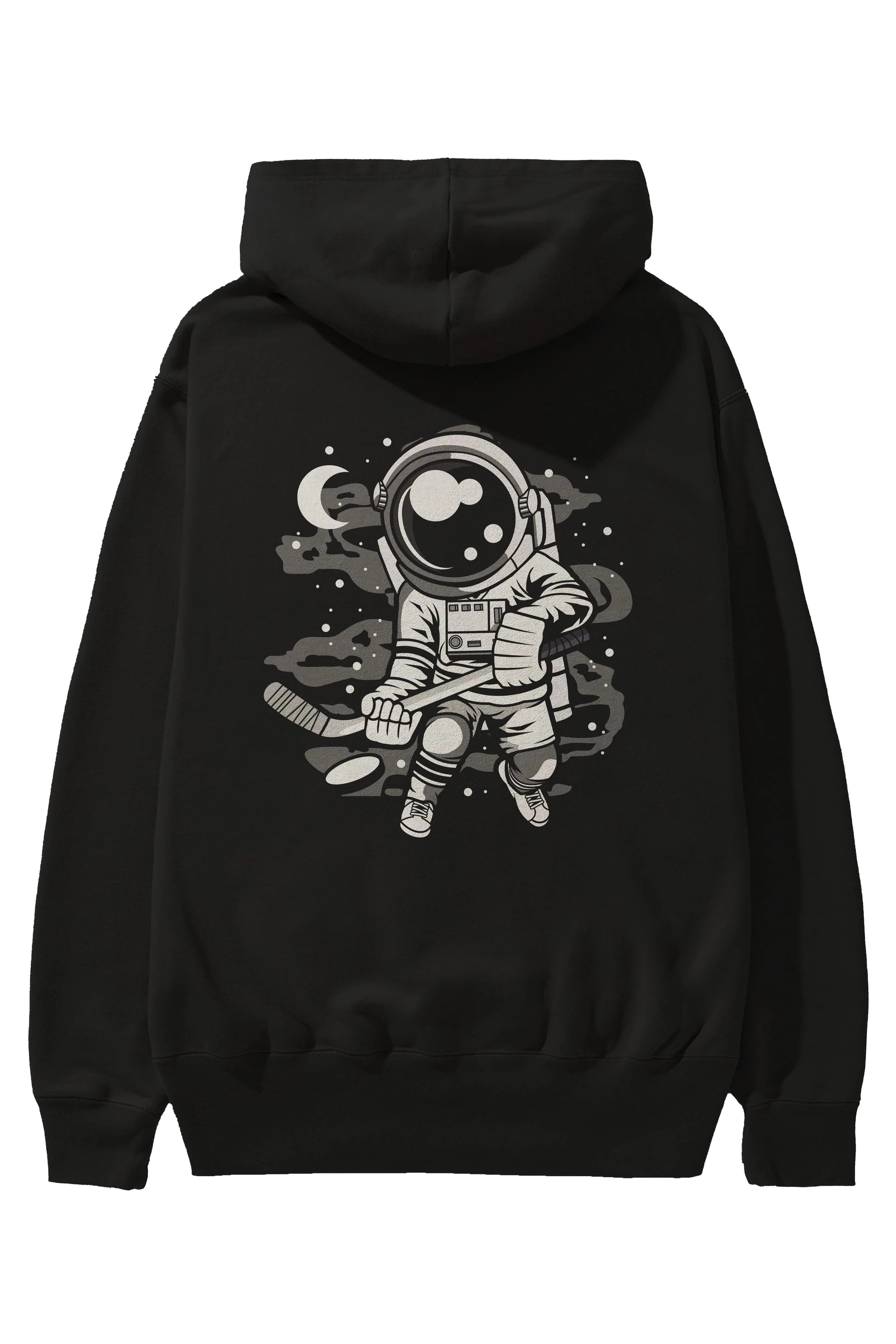 Hockey Player Astronaut Arka Baskılı Hoodie Oversize Kapüşonlu Sweatshirt Erkek Kadın Unisex