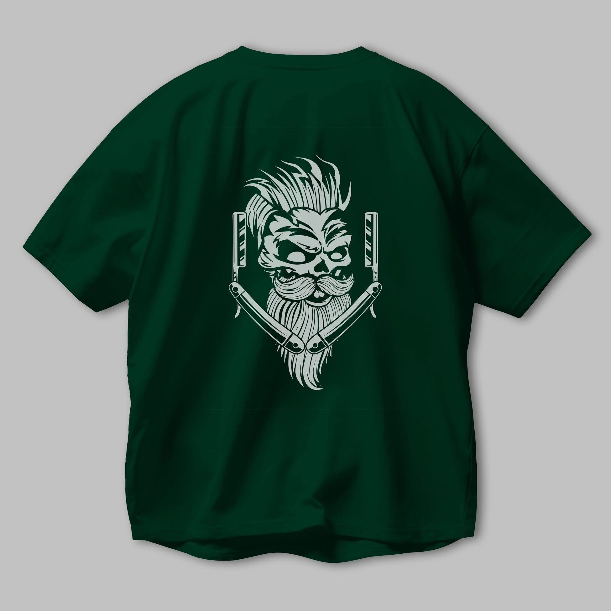 Skull Beard Arka Baskılı Oversize t-shirt Erkek Kadın Unisex %100 Pamuk tişort