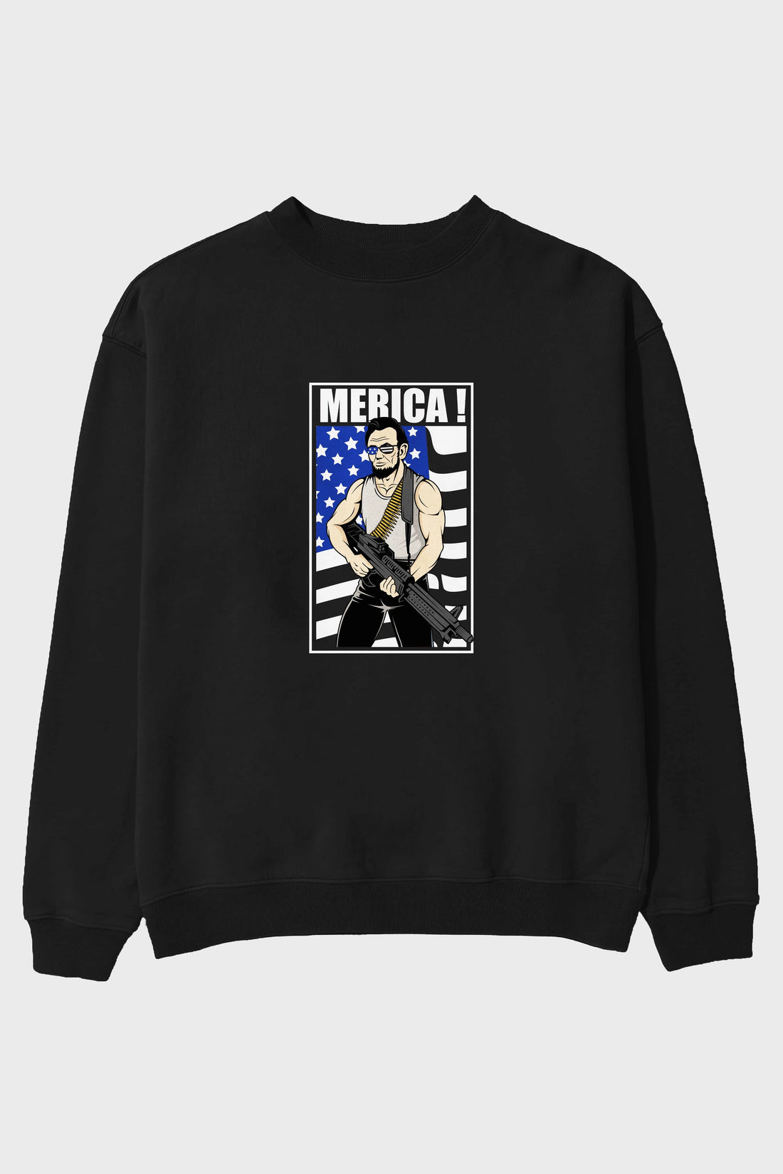 Lincoln Rambo Ön Baskılı Oversize Sweatshirt Erkek Kadın Unisex