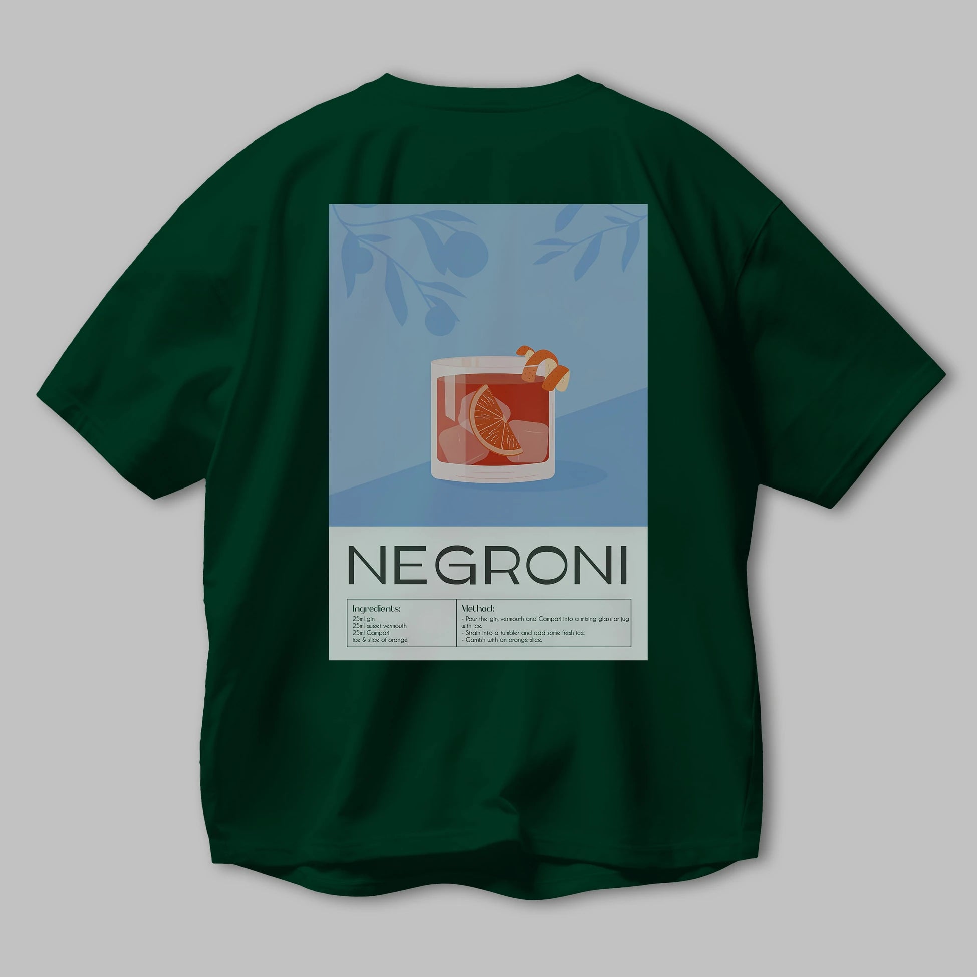 Negroni Arka Baskılı Oversize t-shirt Erkek Kadın Unisex %100 Pamuk Bisiklet Yaka tişort