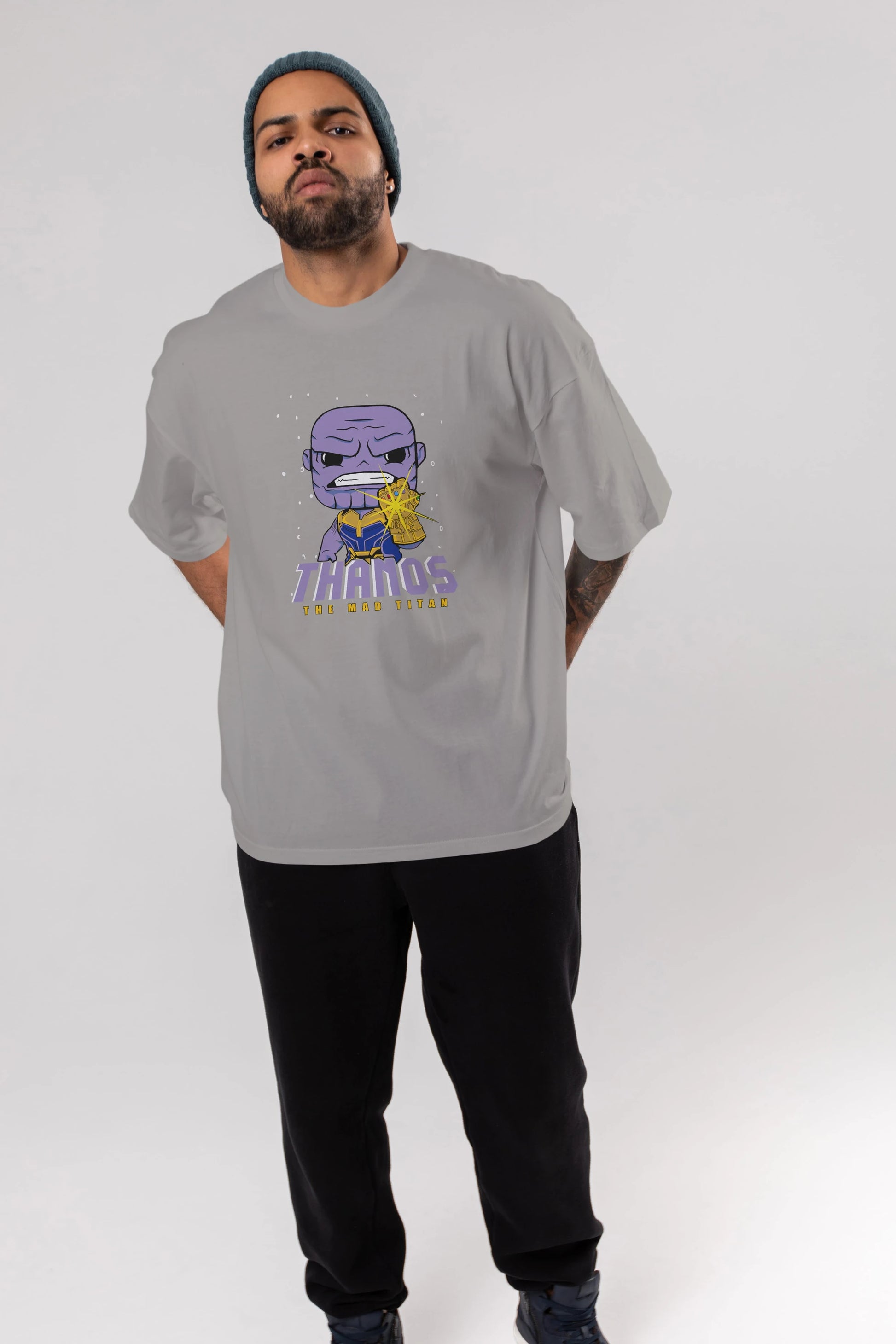 Thanos (1) Ön Baskılı Oversize t-shirt Erkek Kadın Unisex %100 Pamuk Bisiklet Yaka tişort