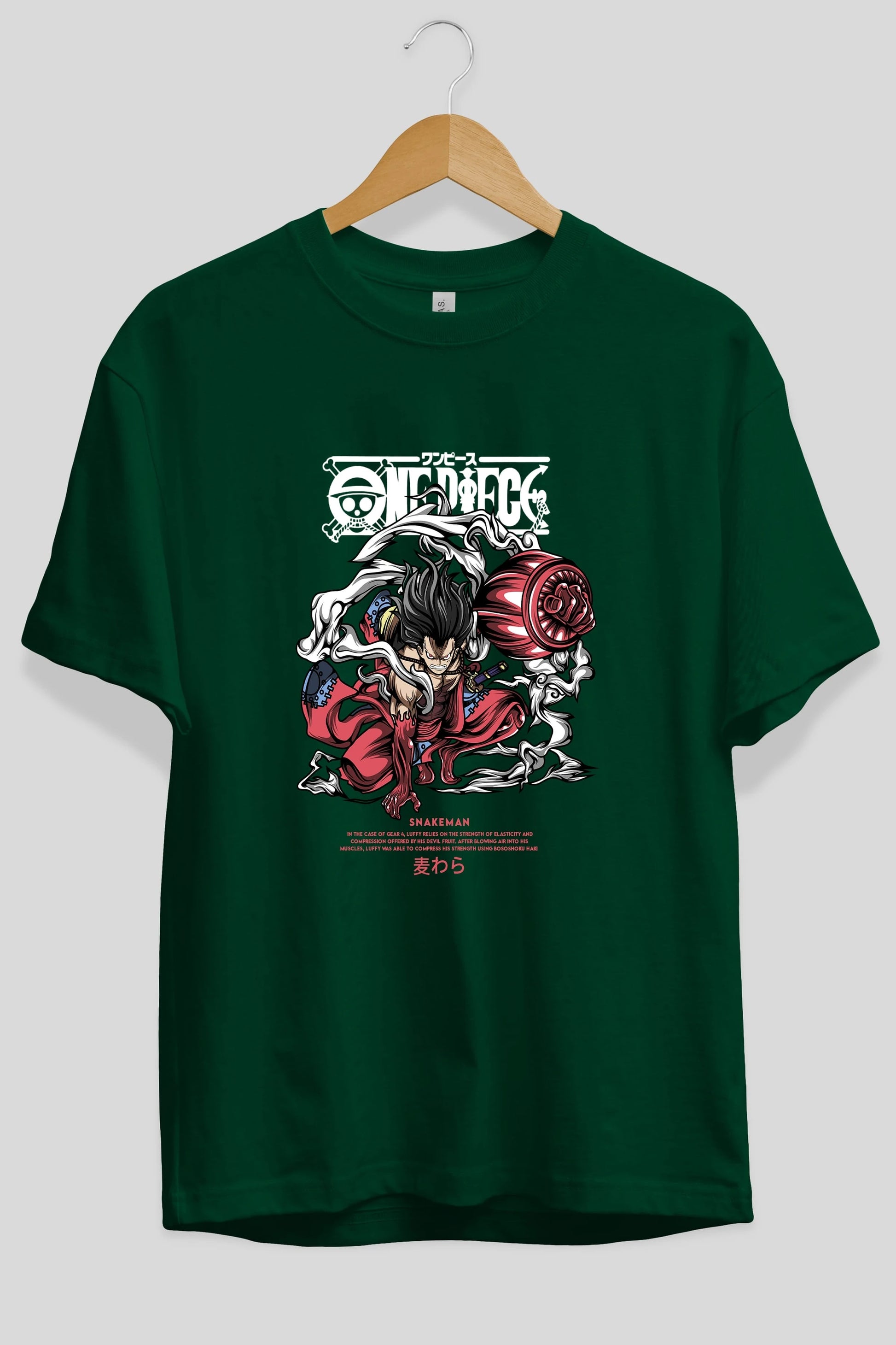 One Piece Snakeman Anime Ön Baskılı Oversize t-shirt %100 pamuk Erkek Kadın Unisex