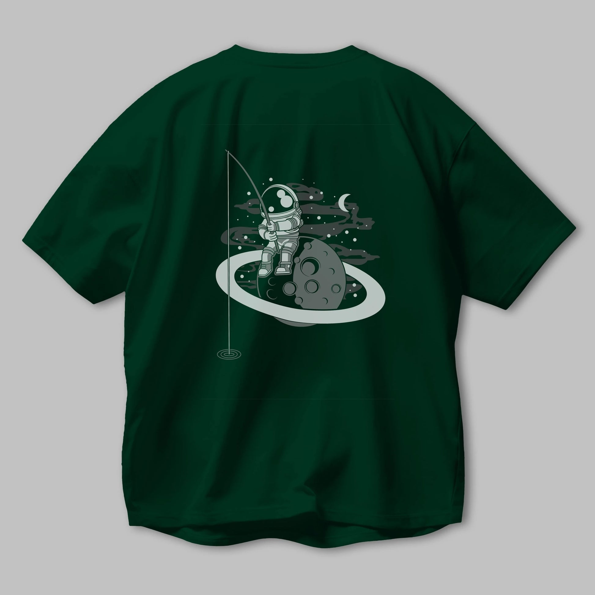 Astronaut  Fishing Arka Baskılı Oversize t-shirt Erkek Kadın Unisex