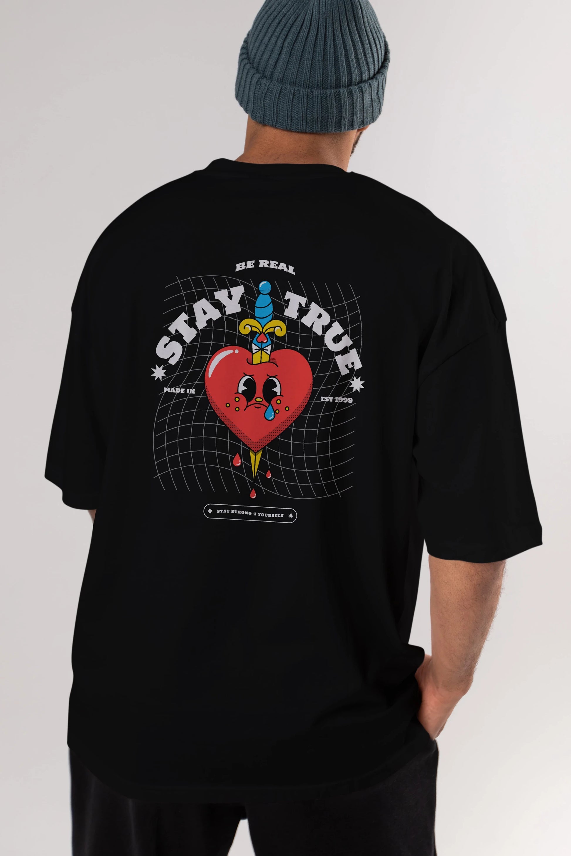 Stay True Arka Baskılı Oversize t-shirt Erkek Kadın Unisex