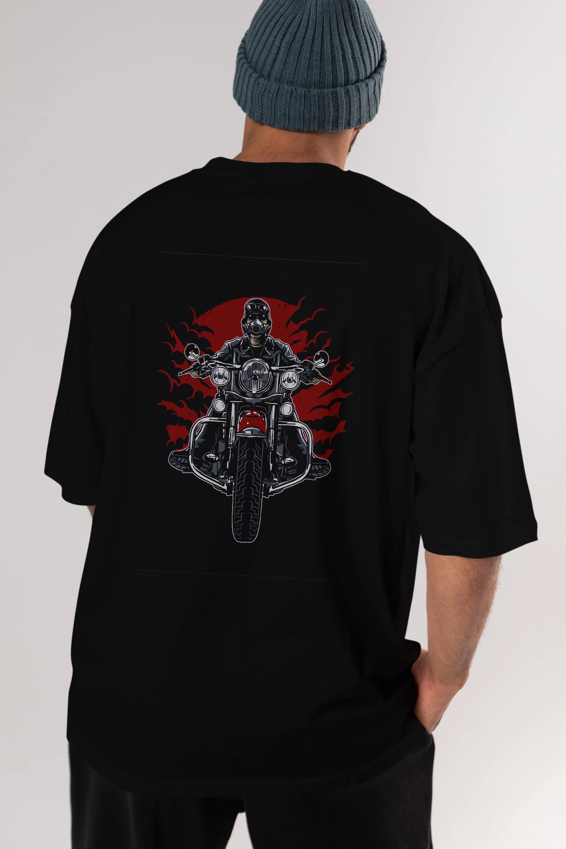 Wild Biker Arka Baskılı Oversize t-shirt Erkek Kadın Unisex %100 Pamuk