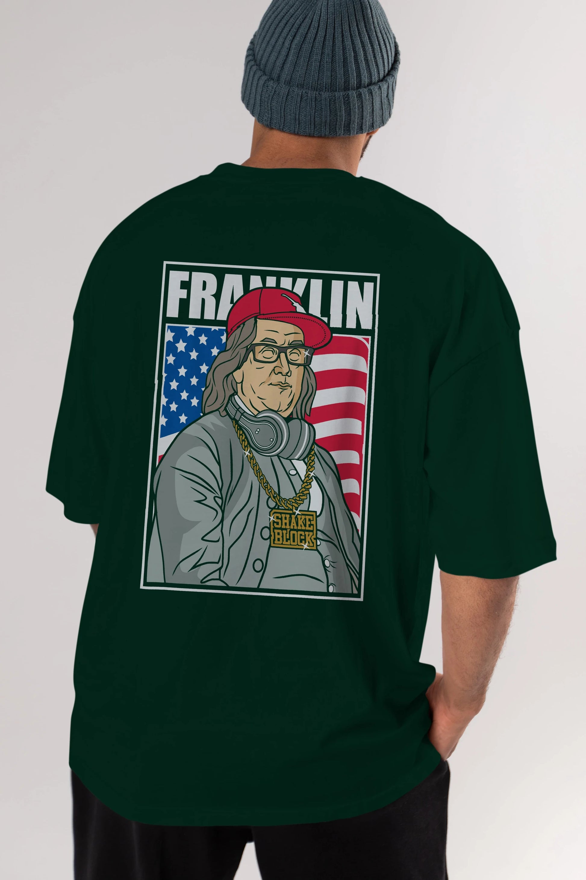 Franklin Rapper Arka Baskılı Oversize t-shirt Erkek Kadın Unisex %100 Pamuk tişort