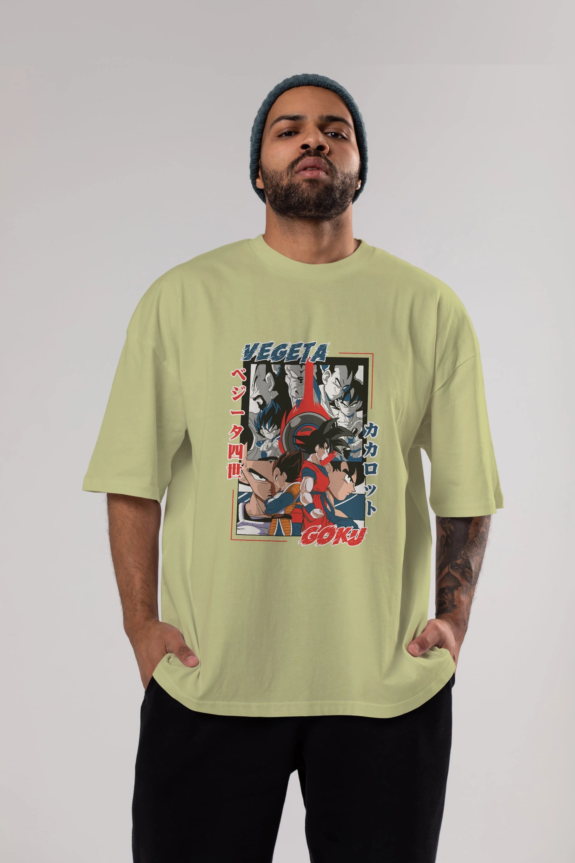 VEGETA VS GOKU Anime Ön Baskılı Oversize t-shirt %100 pamuk Erkek Kadın Unisex