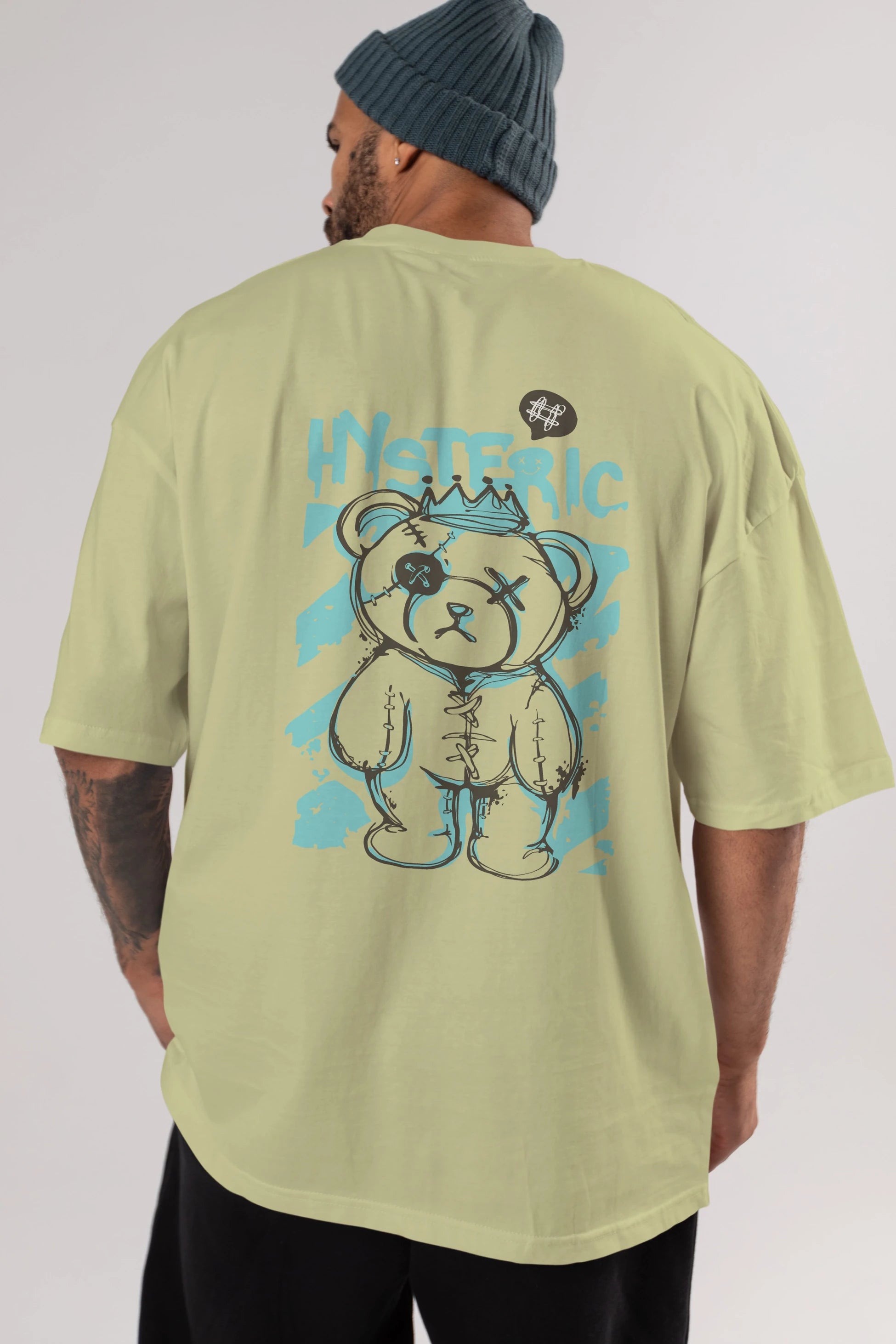 Hysteric Bear Arka Baskılı Oversize t-shirt Erkek Kadın Unisex