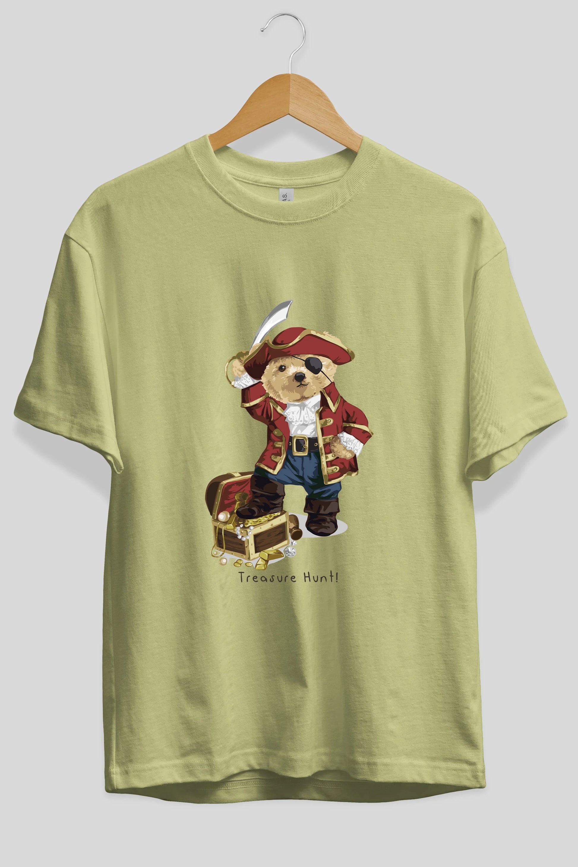 Teddy Bear Treasure Hunt Ön Baskılı Oversize t-shirt Erkek Kadın Unisex %100 Pamuk