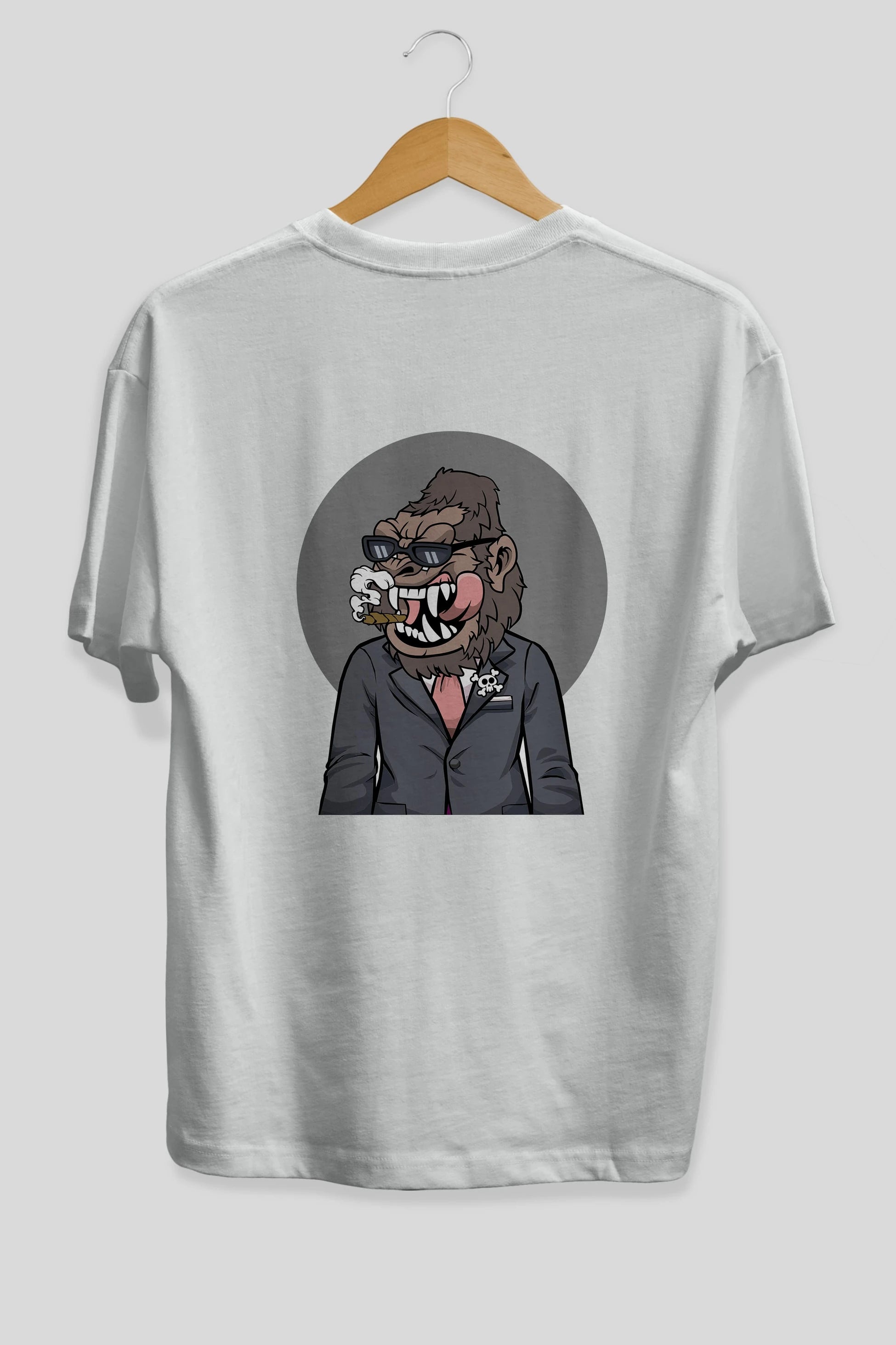 Monkey Suits Arka Baskılı Oversize t-shirt Erkek Kadın Unisex %100 Pamuk tişort