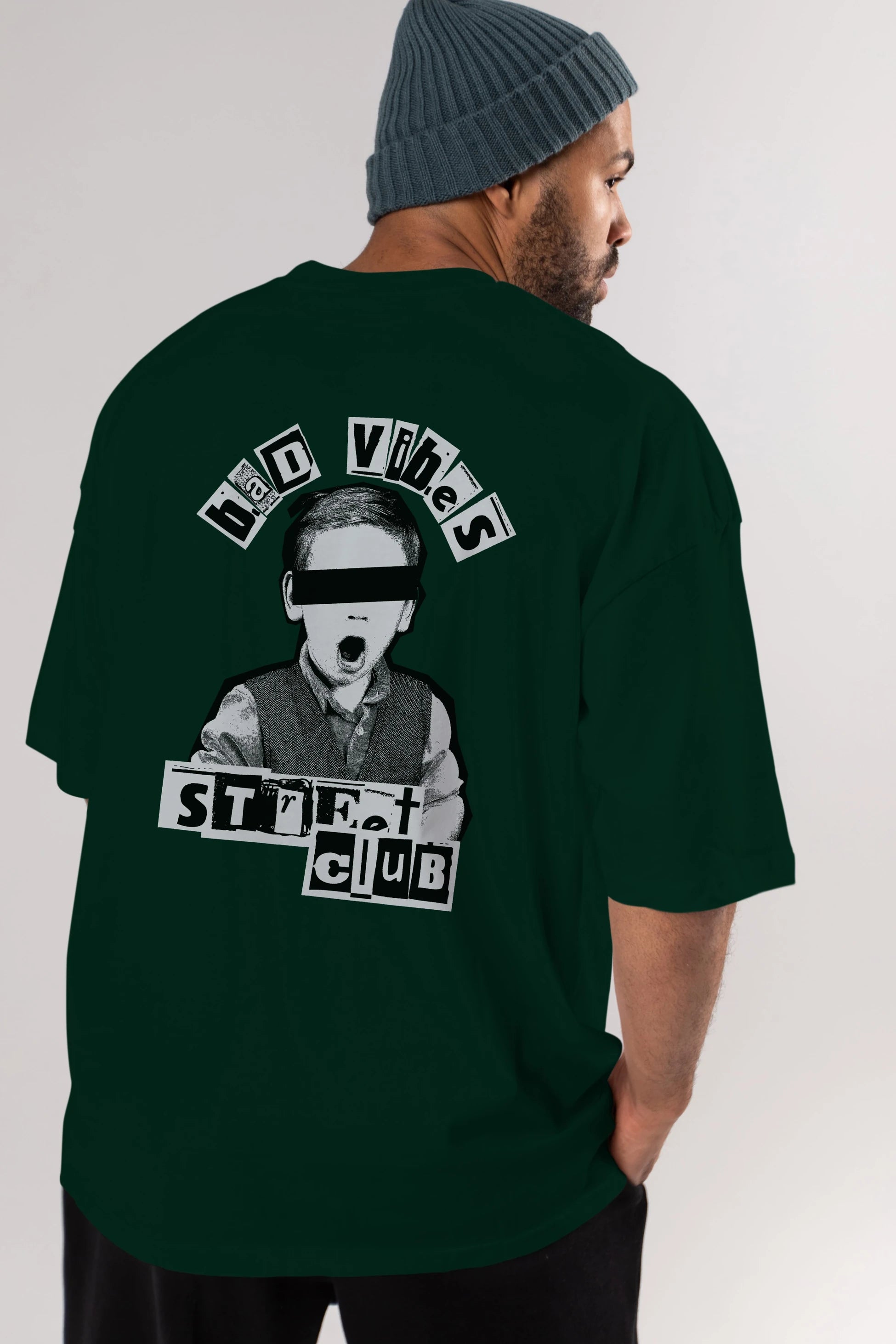 Bad Vibes Street Club Arka Baskılı Oversize t-shirt Erkek Kadın Unisex