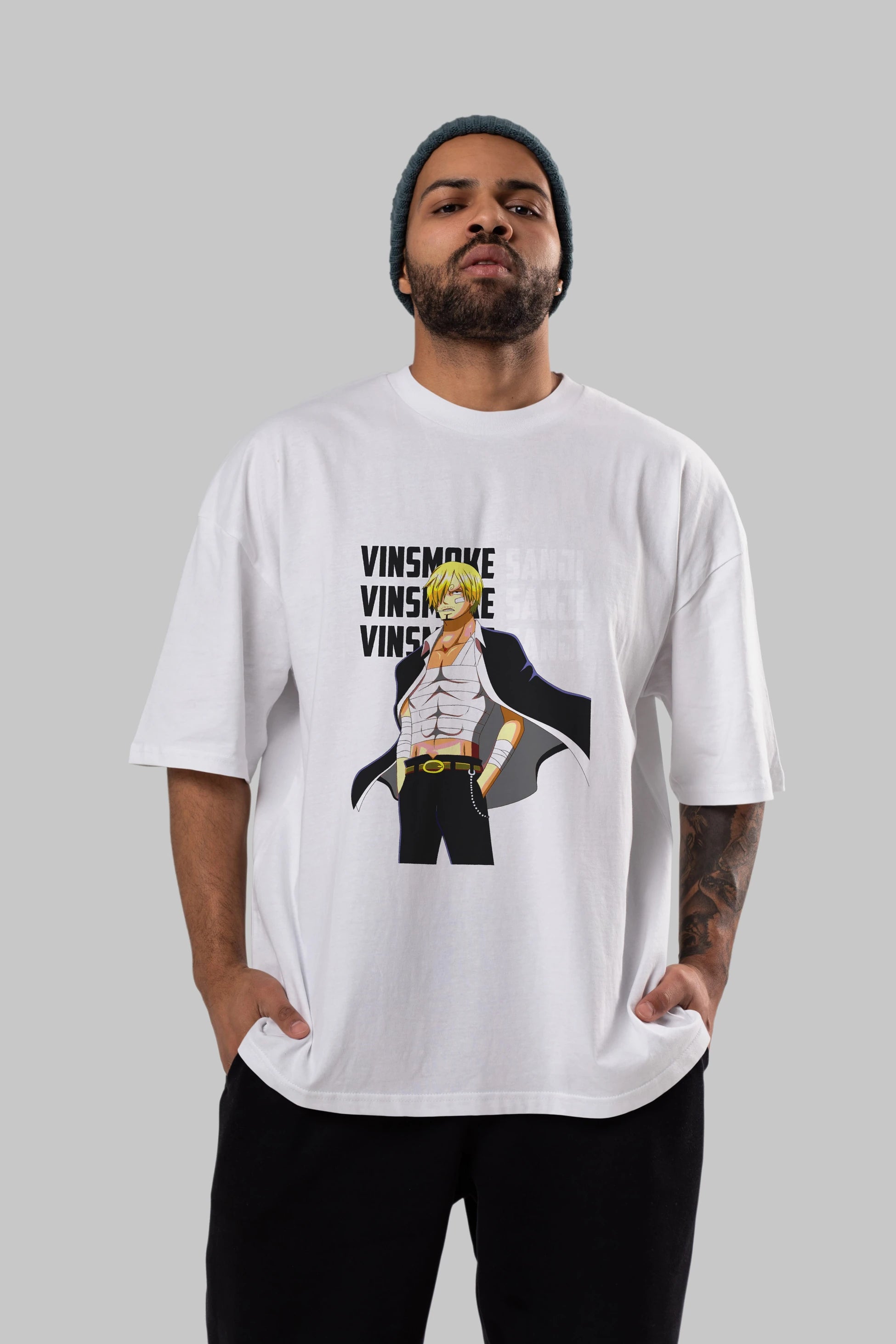 Sanji Anime Ön Baskılı Oversize t-shirt Erkek Kadın Unisex