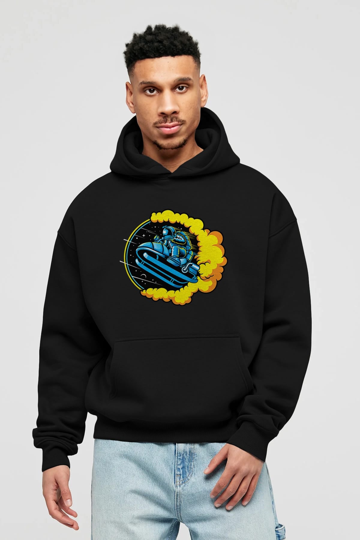 Astrojump with Snowmobile Ön Baskılı Hoodie Oversize Kapüşonlu Sweatshirt Erkek Kadın Unisex
