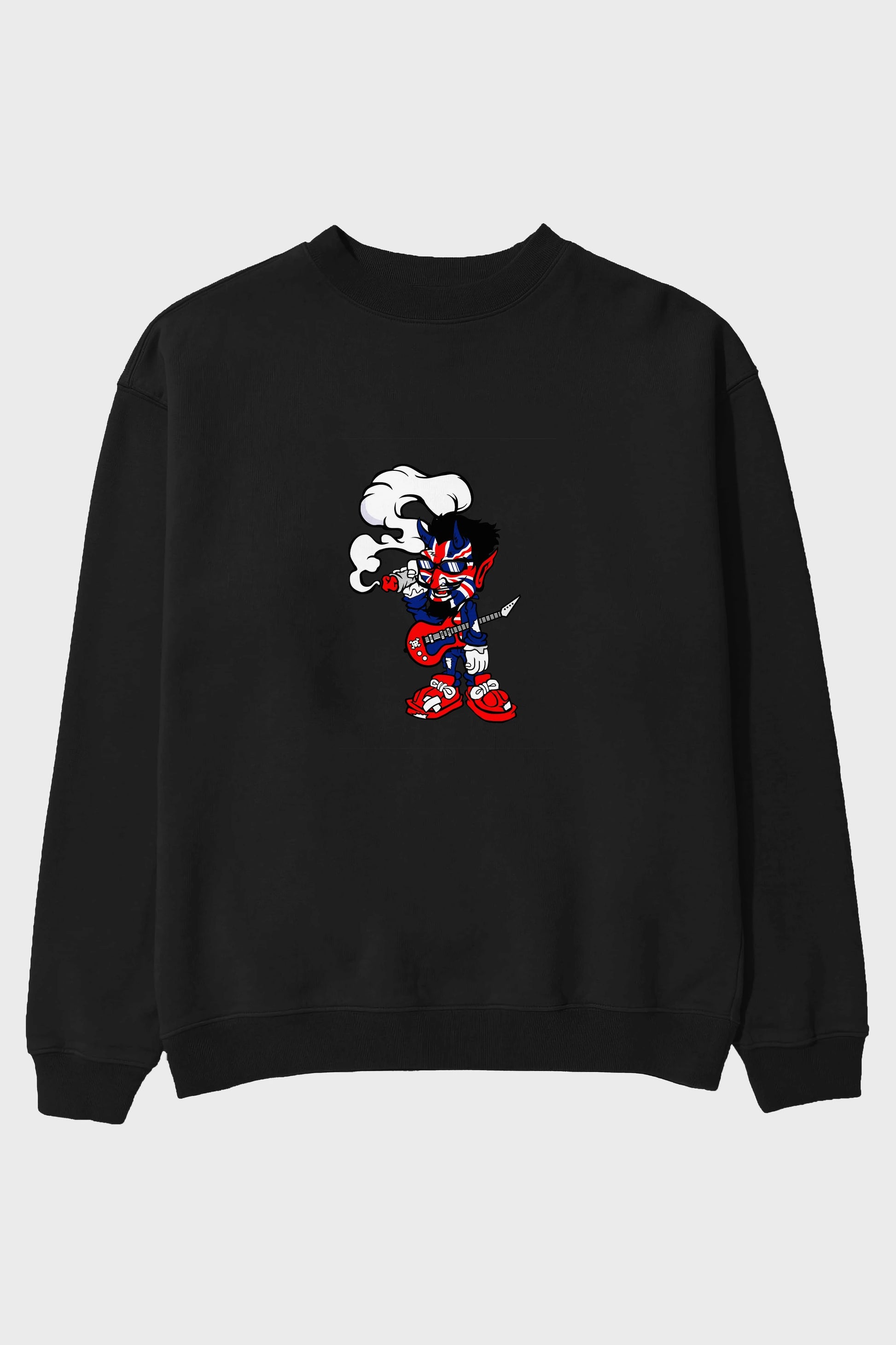 Uk Devil Rockstar Ön Baskılı Oversize Sweatshirt Erkek Kadın Unisex