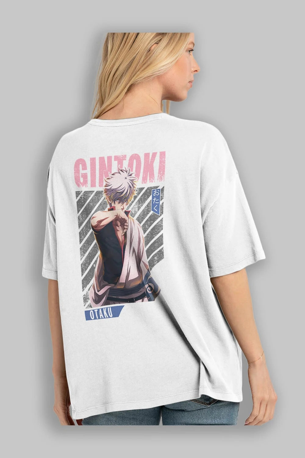 Gintoki Sakata Anime Arka Baskılı Oversize t-shirt Erkek Kadın Unisex