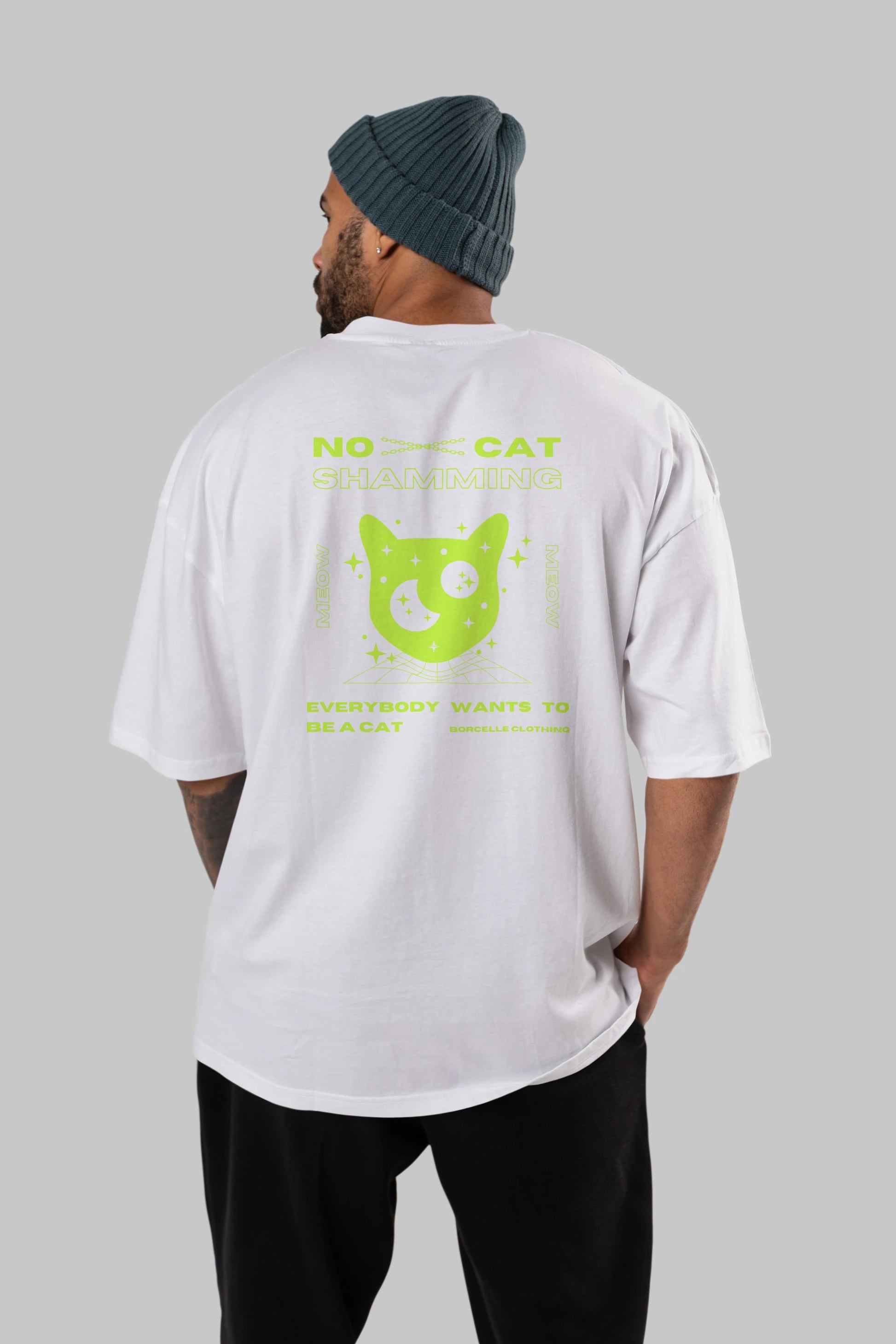 No Cat Shamming Yazılı Arka Baskılı Oversize t-shirt Erkek Kadın Unisex