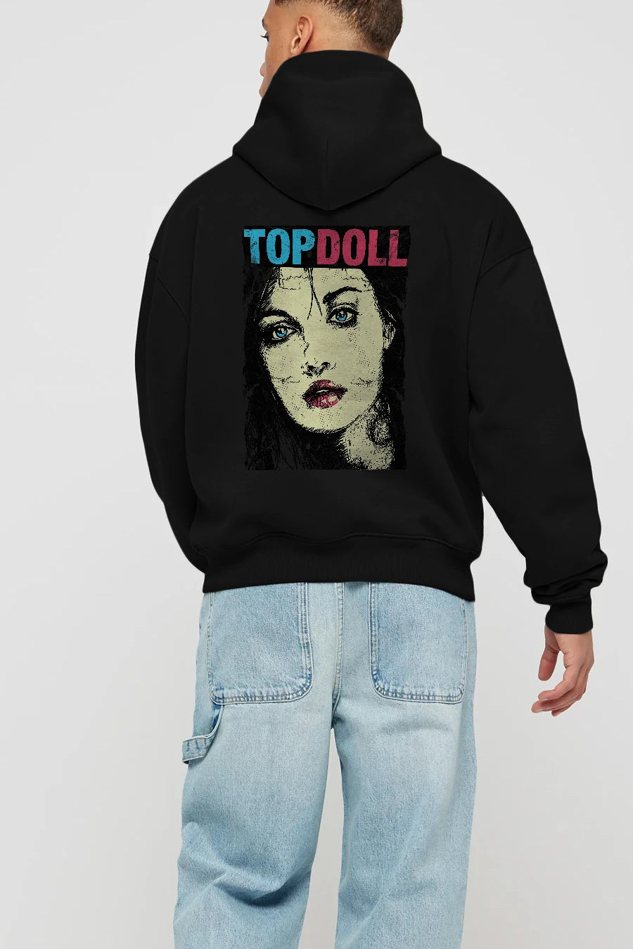 Topdoll Streetwear Arka Baskılı Hoodie Oversize Kapüşonlu Sweatshirt Erkek Kadın Unisex