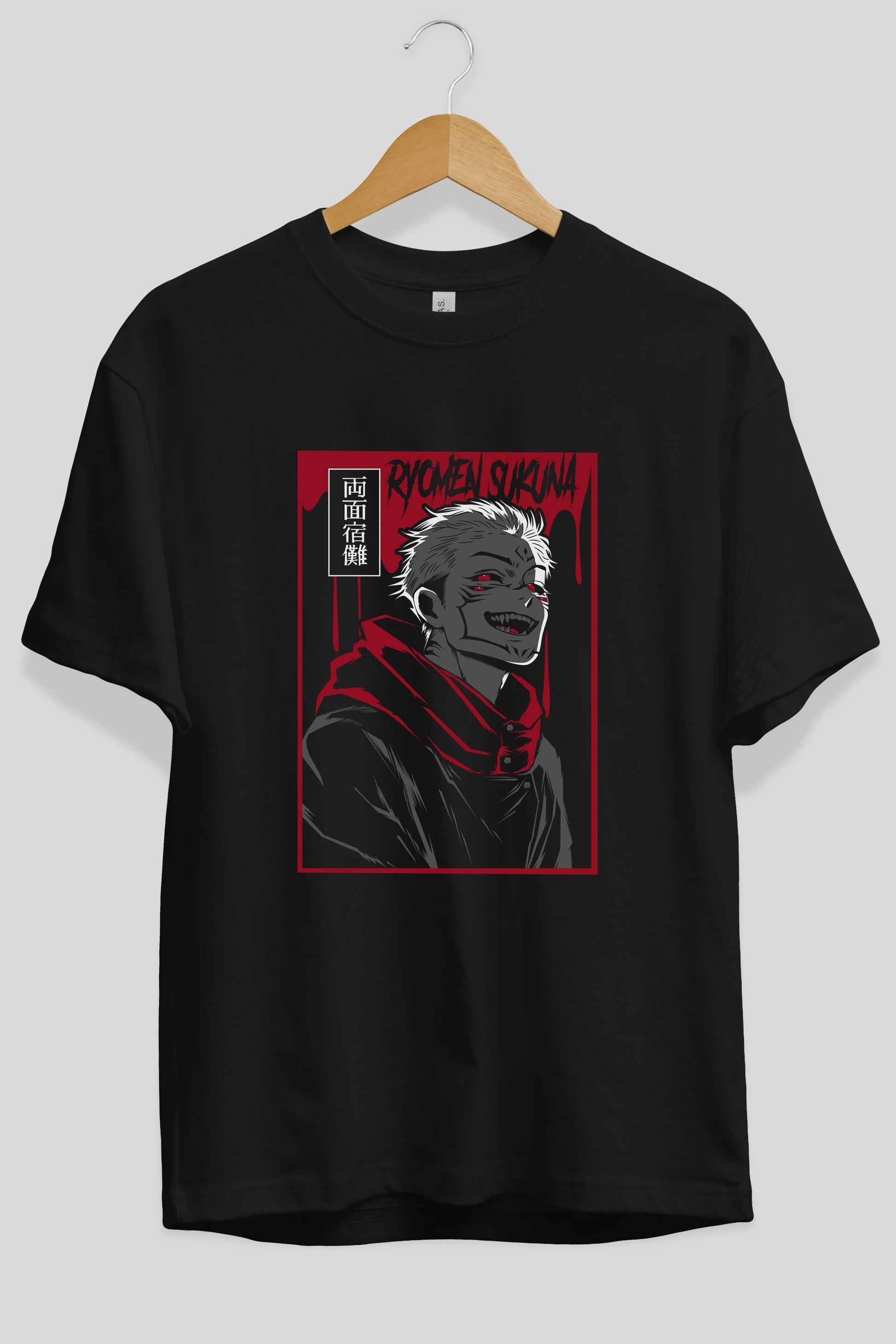 SUKUNA Anime Ön Baskılı Oversize t-shirt %100 pamuk Erkek Kadın Unisex
