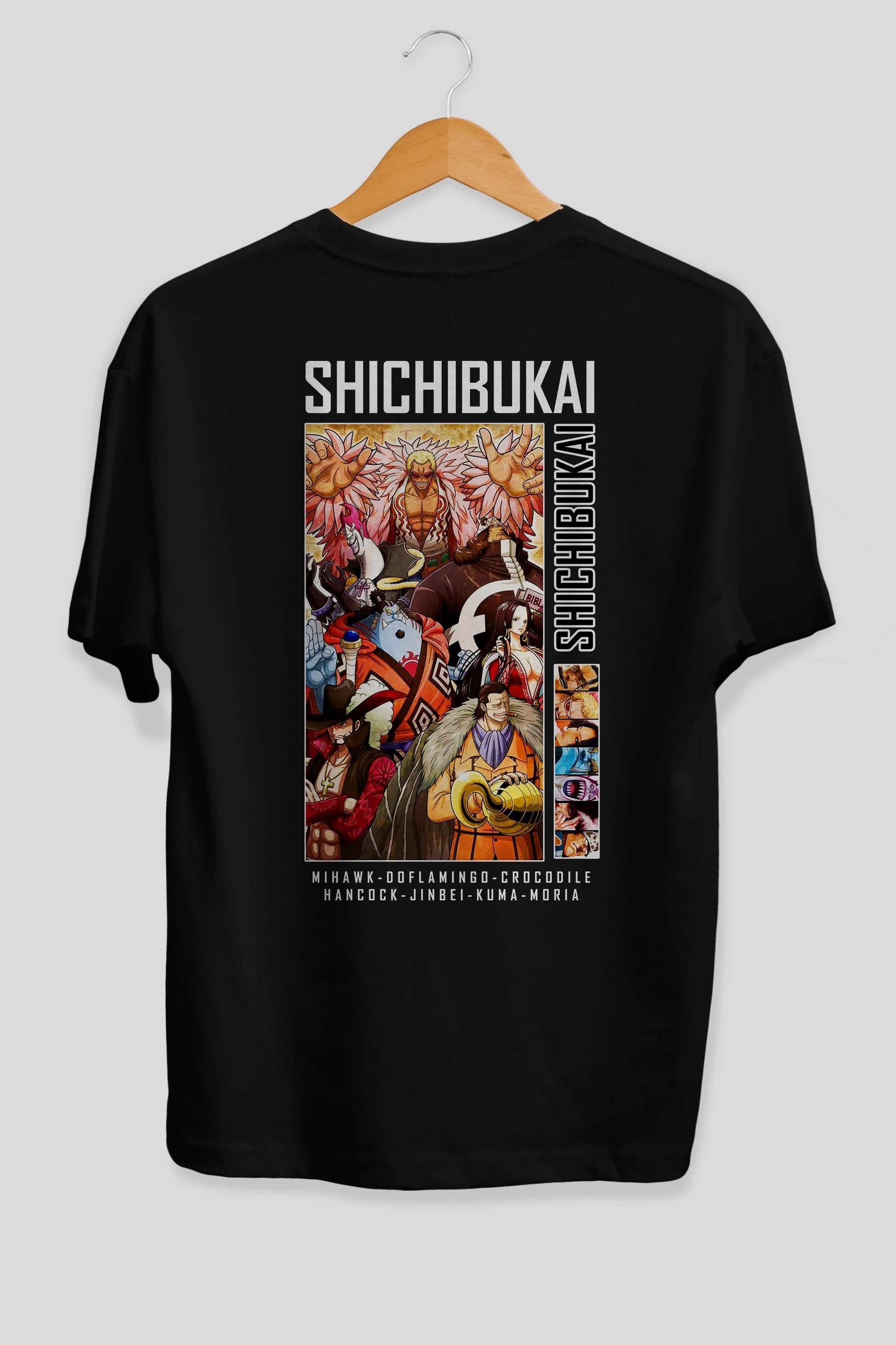 Shichibukai Anime Arka Baskılı Oversize t-shirt Erkek Kadın Unisex %100 pamuk tişort