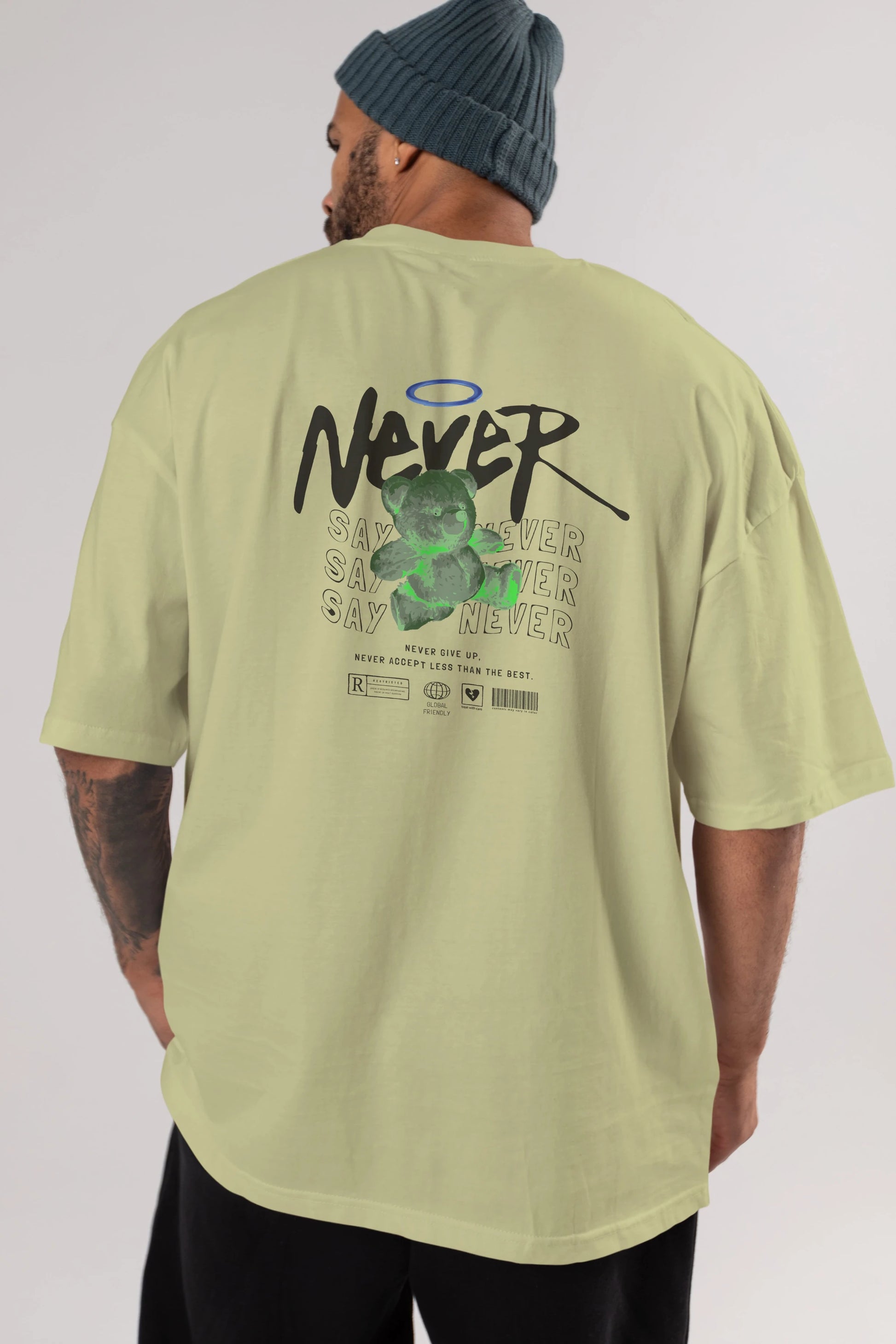 Teddy Bear Never Arka Baskılı Oversize t-shirt Erkek Kadın Unisex