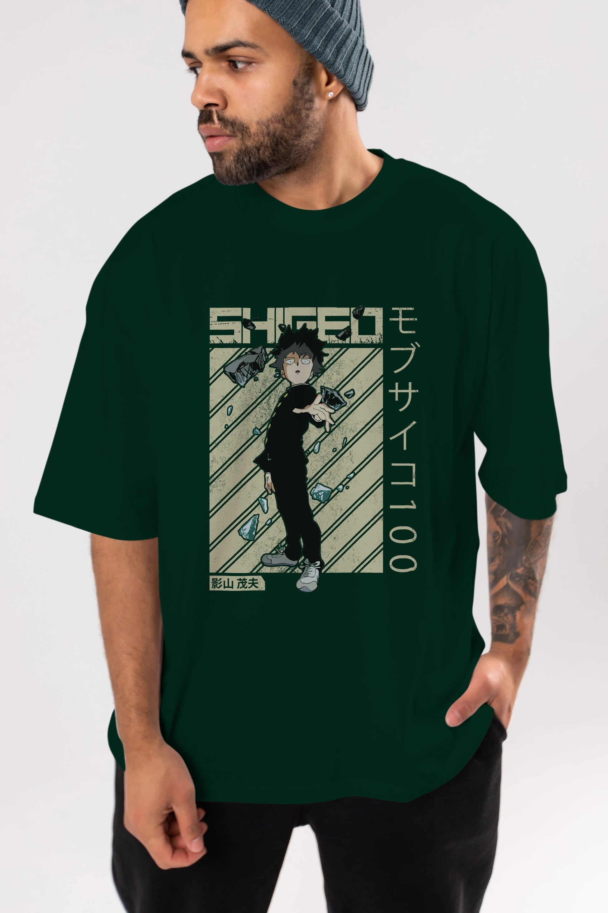 Shigeo Kageyama 3 Anime Ön Baskılı Oversize t-shirt %100 pamuk Erkek Kadın Unisex