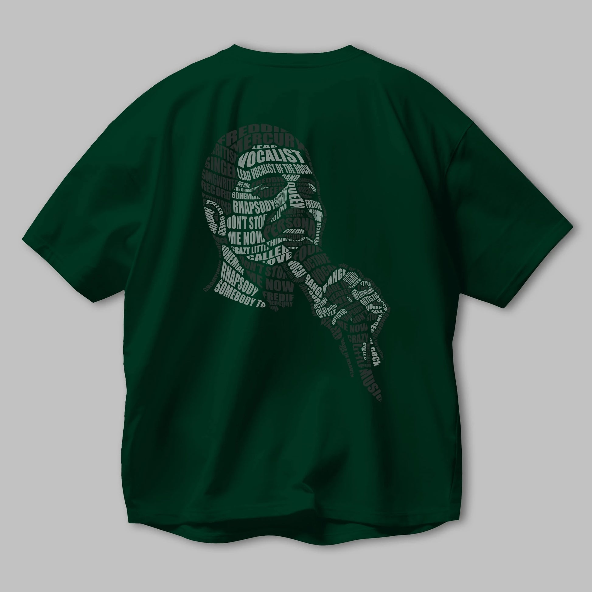 Freddy Mercuri Calligram Arka Baskılı Oversize t-shirt %100 pamuk Erkek Kadın Unisex