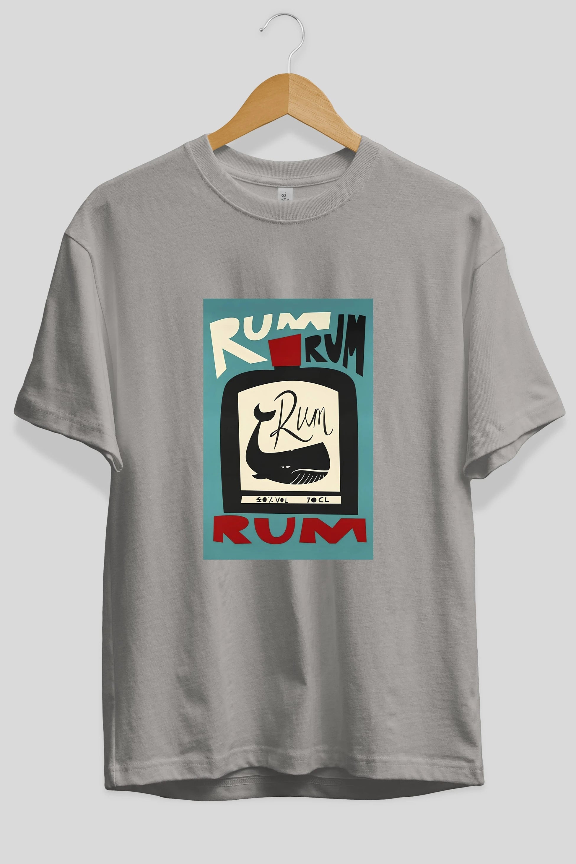 Rum Ön Baskılı Oversize t-shirt Erkek Kadın Unisex %100 Pamuk Bisiklet Yaka tişort