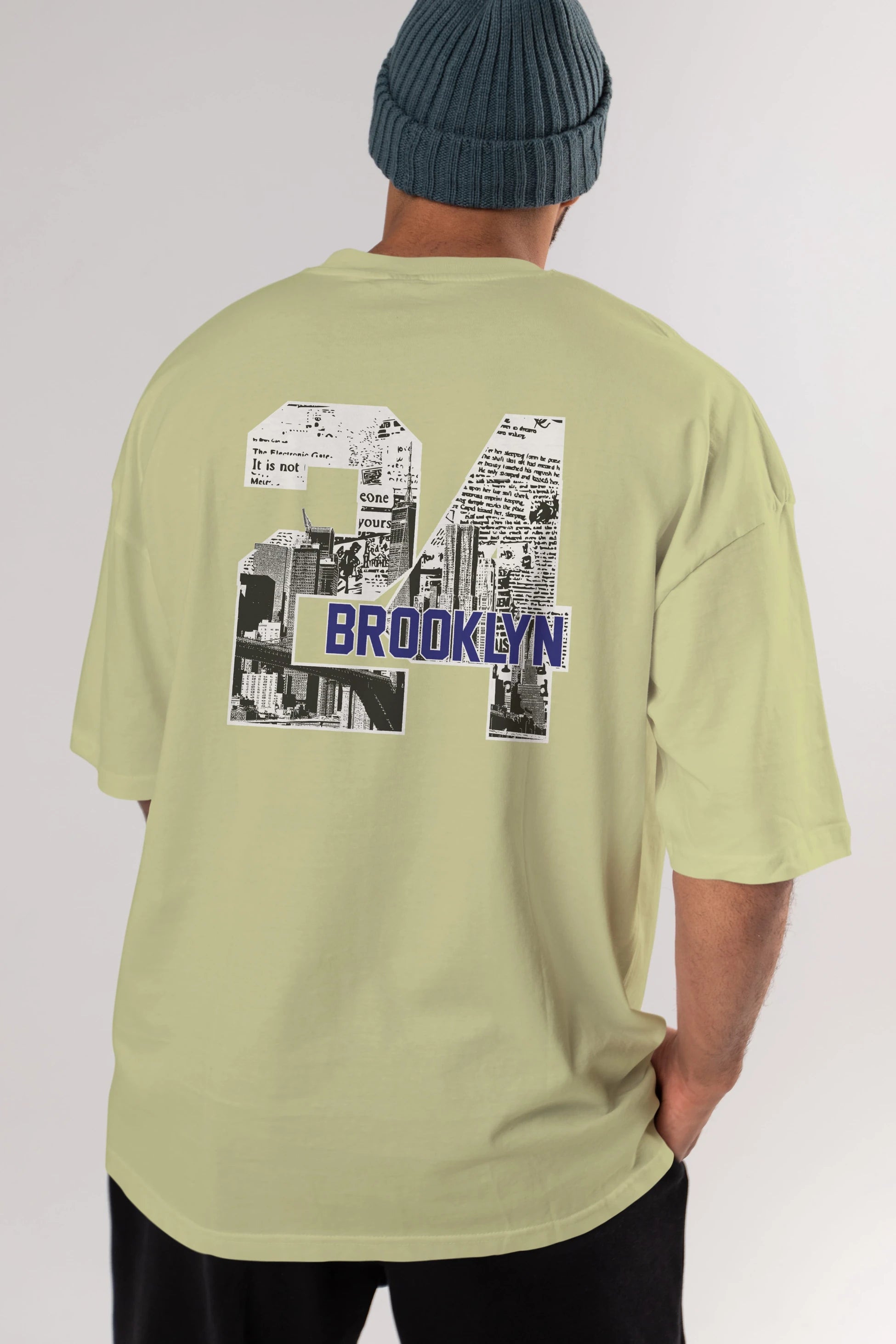 Brooklyn 24 Arka Baskılı Oversize t-shirt Erkek Kadın Unisex