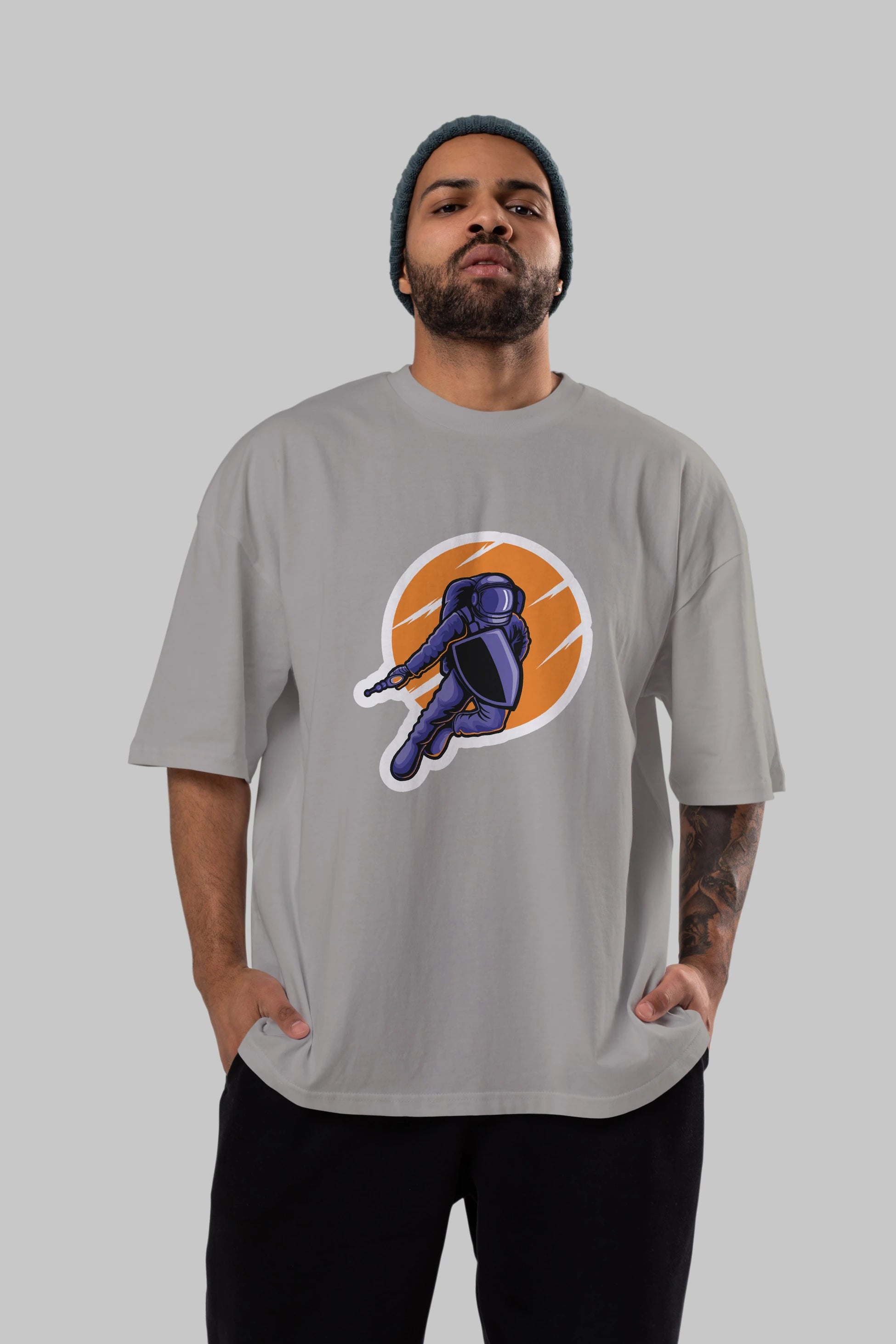 Astro Wars Sticker Ön Baskılı Oversize t-shirt Erkek Kadın Unisex