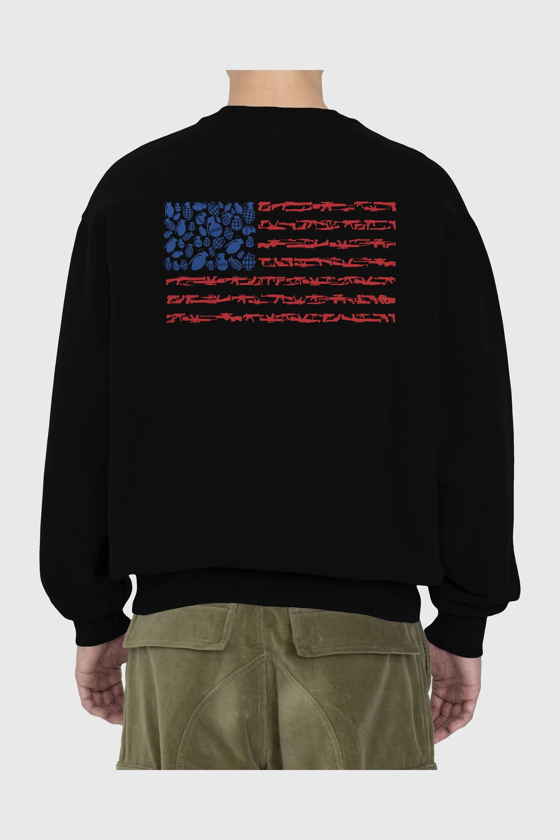 Weapon Flag Arka Baskılı Oversize Sweatshirt Erkek Kadın Unisex