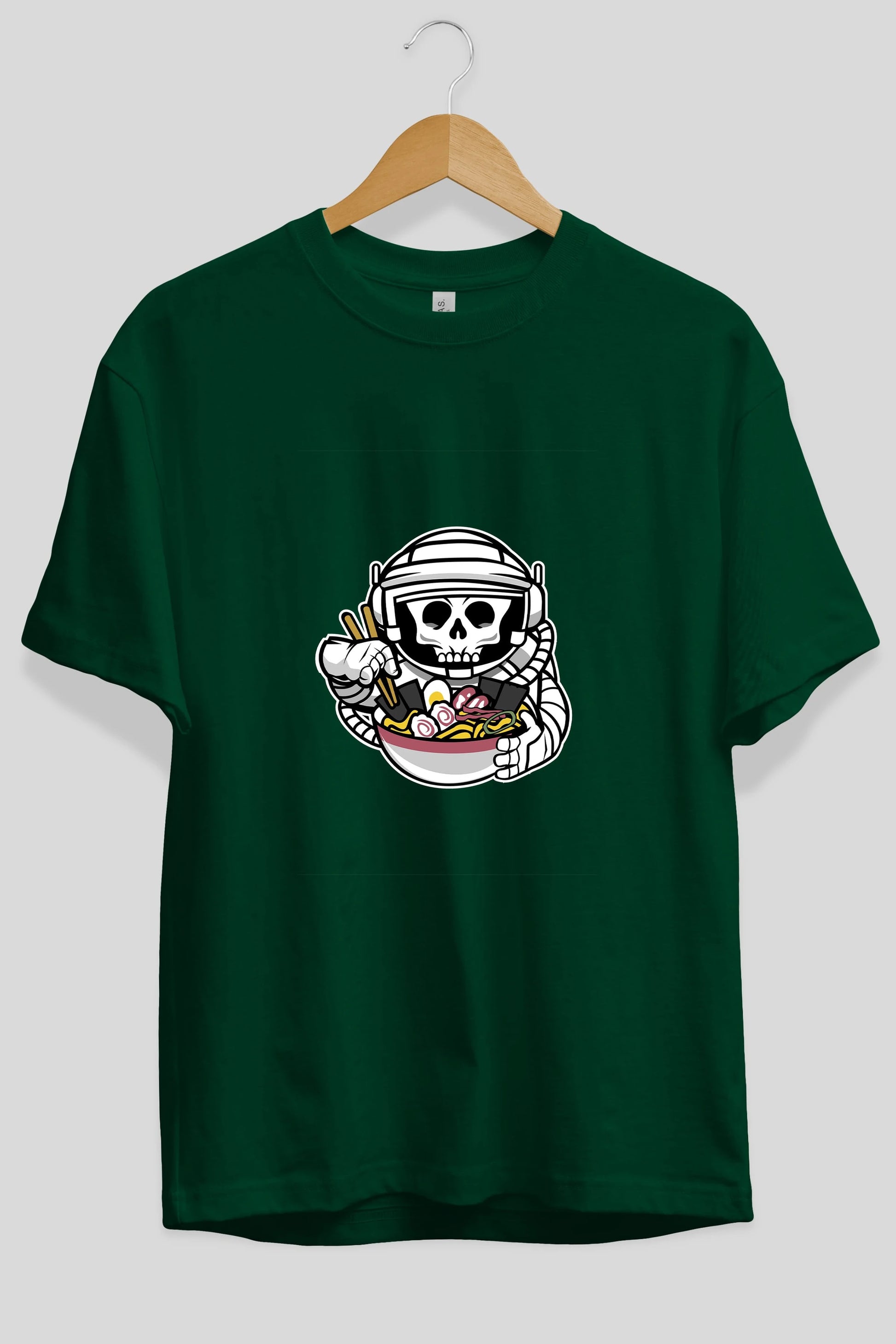 Astronaut Ramen Ön Baskılı Oversize t-shirt Erkek Kadın Unisex %100 Pamuk tişort