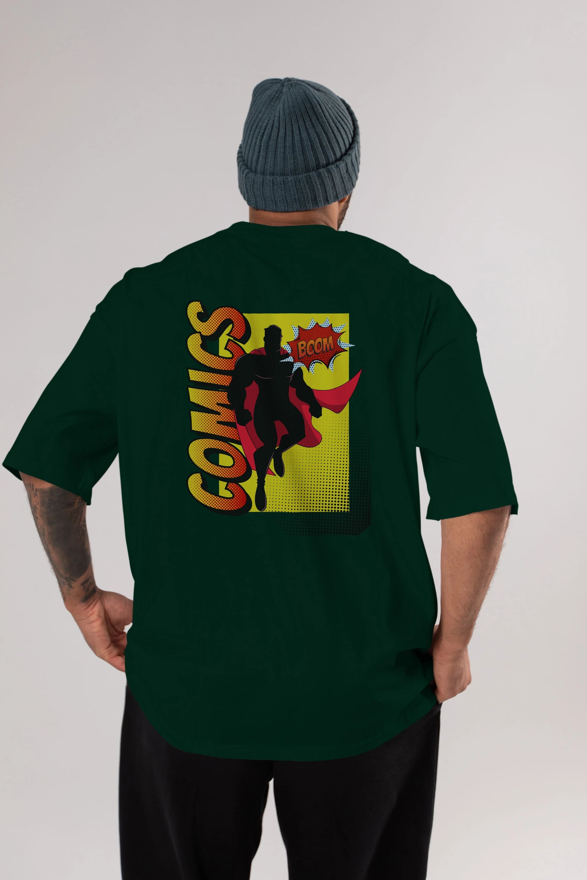 Comics Boom Arka Baskılı Oversize t-shirt Erkek Kadın Unisex
