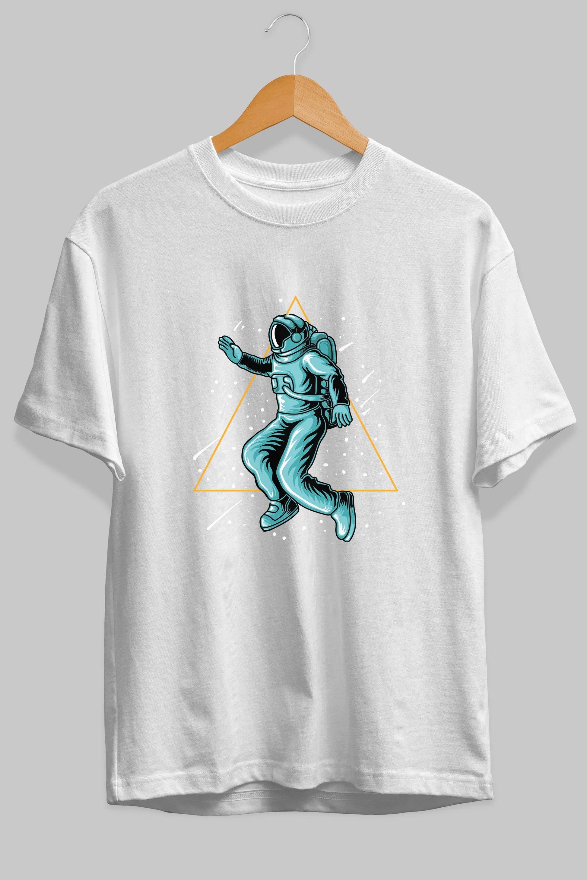 Astronaut Starry Triangle Ön Baskılı Oversize t-shirt Erkek Kadın Unisex