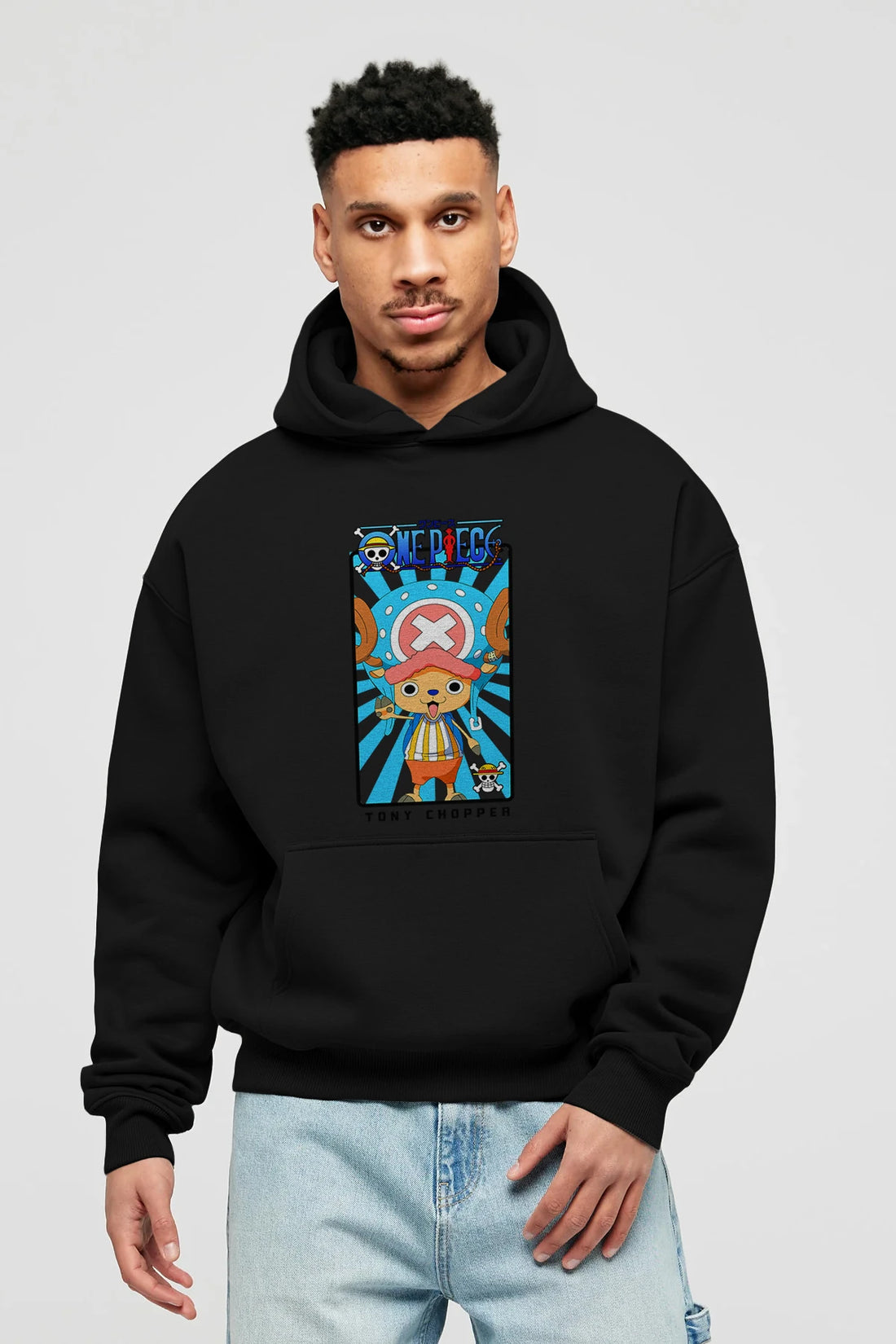 Chopper Anime Ön Baskılı Hoodie Oversize Kapüşonlu Sweatshirt Erkek Kadın Unisex