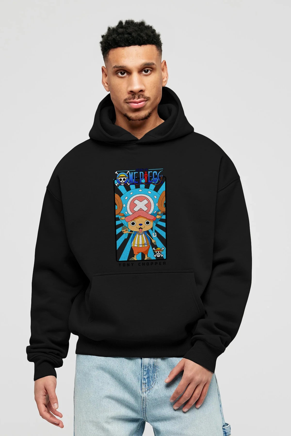 Chopper Anime Ön Baskılı Hoodie Oversize Kapüşonlu Sweatshirt Erkek Kadın Unisex