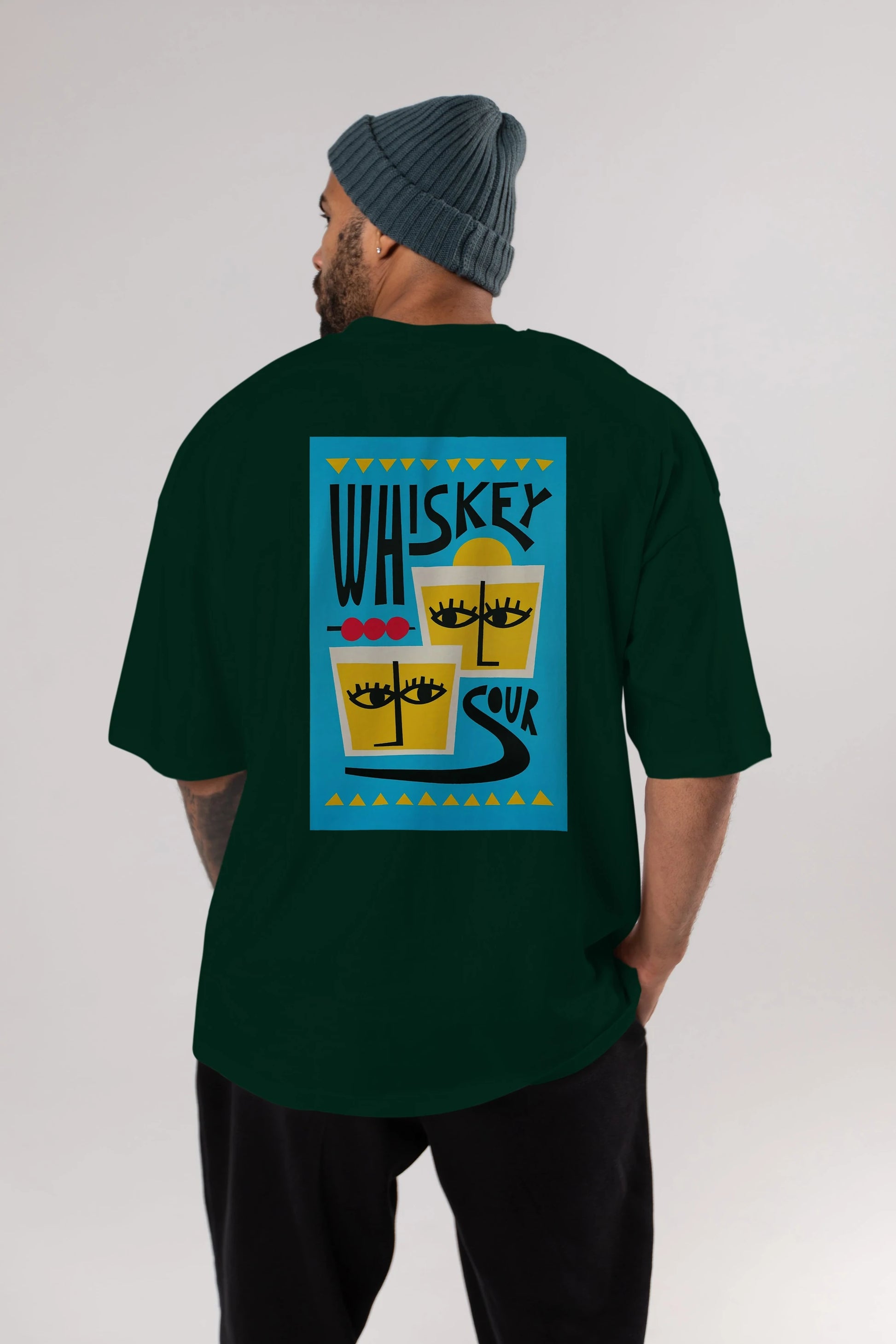 Whiskey Sour 2 Arka Baskılı Oversize t-shirt Erkek Kadın Unisex %100 Pamuk Bisiklet Yaka tişort