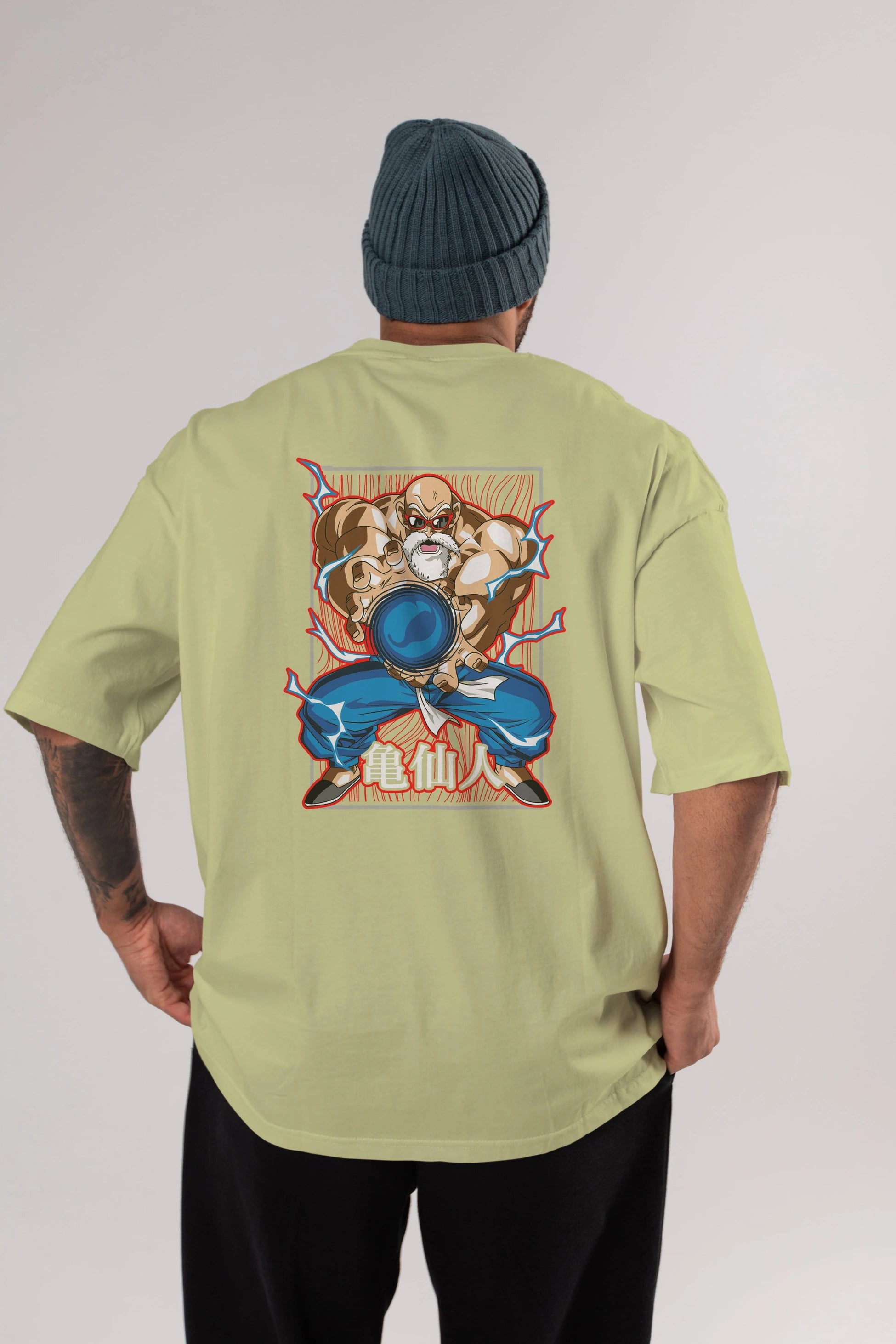 DragonBall MaestroRoshi Anime Arka Baskılı Oversize t-shirt Erkek Kadın Unisex