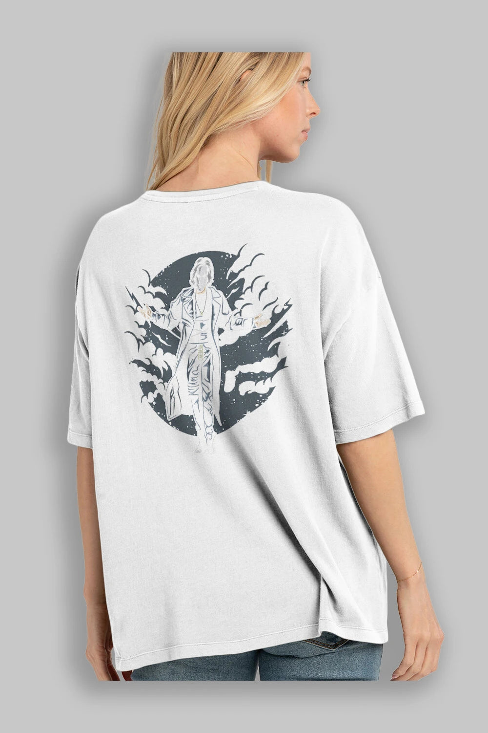 The Crow Arka Baskılı Oversize t-shirt Erkek Kadın Unisex %100 Pamuk