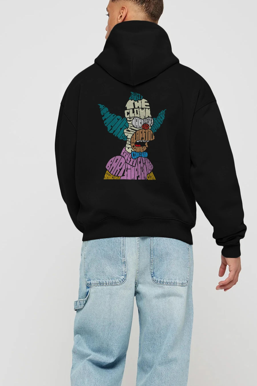 Krusty Clown Arka Baskılı Hoodie Oversize Kapüşonlu Sweatshirt Erkek Kadın Unisex
